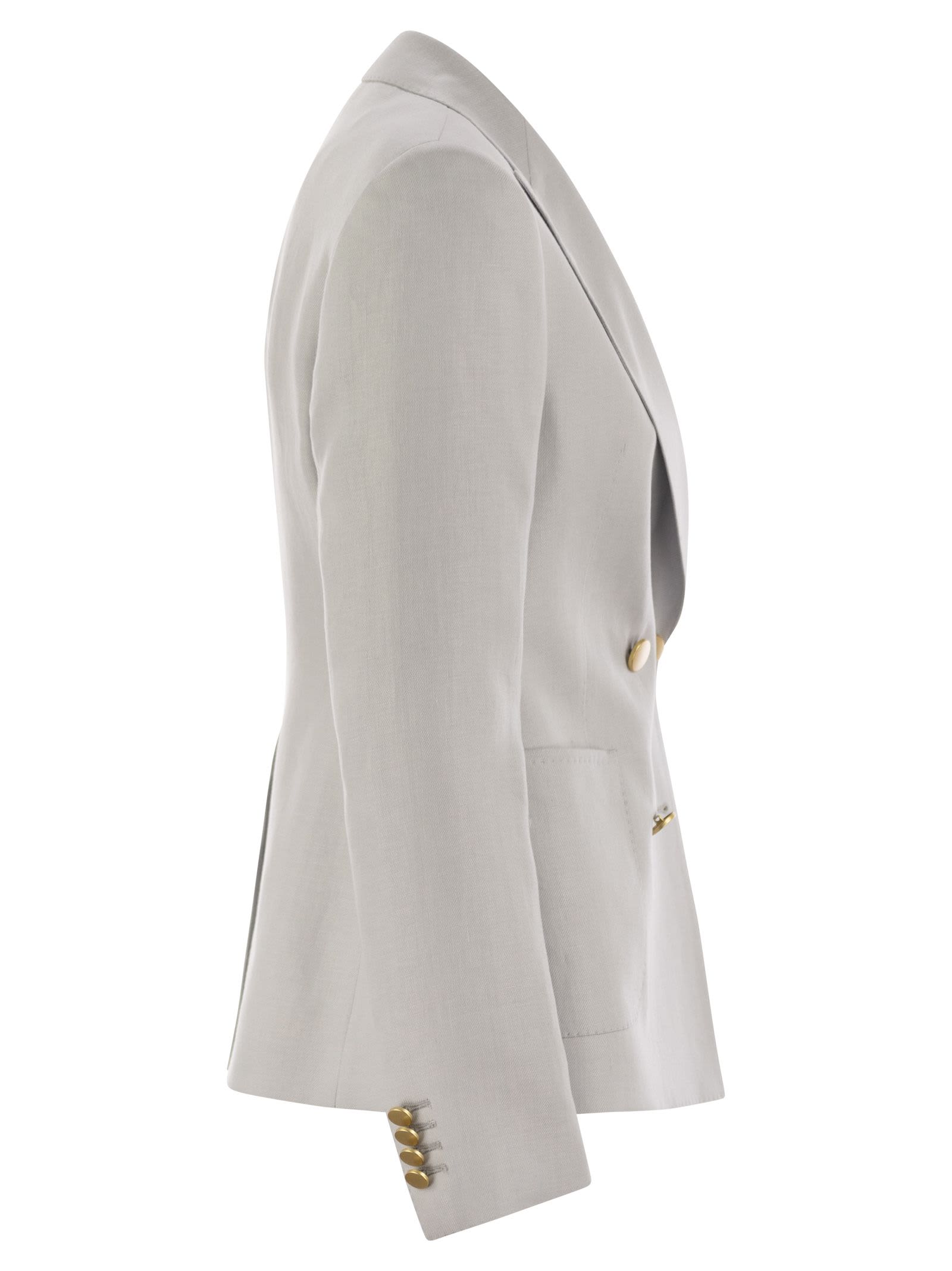 Tagliatore Women Linen Double-breasted Blazer In Light Grey