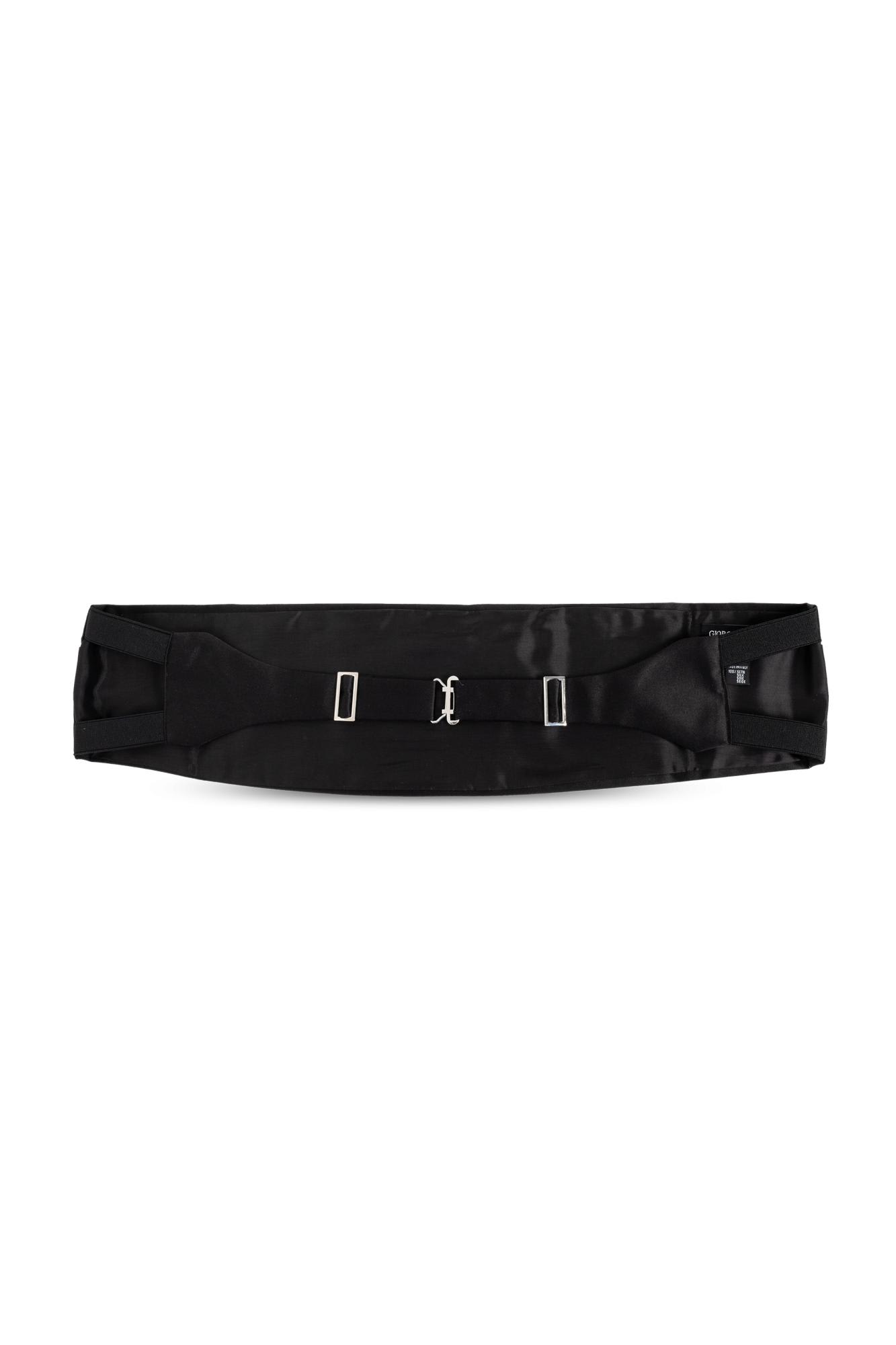 Shop Giorgio Armani Silk Tuxedo Belt In Black