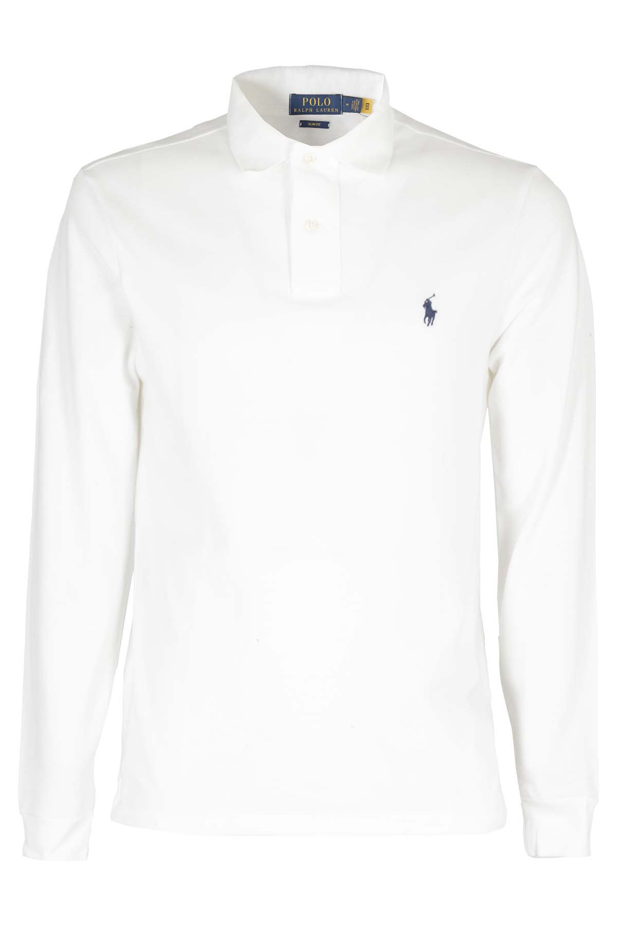 White Long-sleeved Slim Fit Polo Shirt