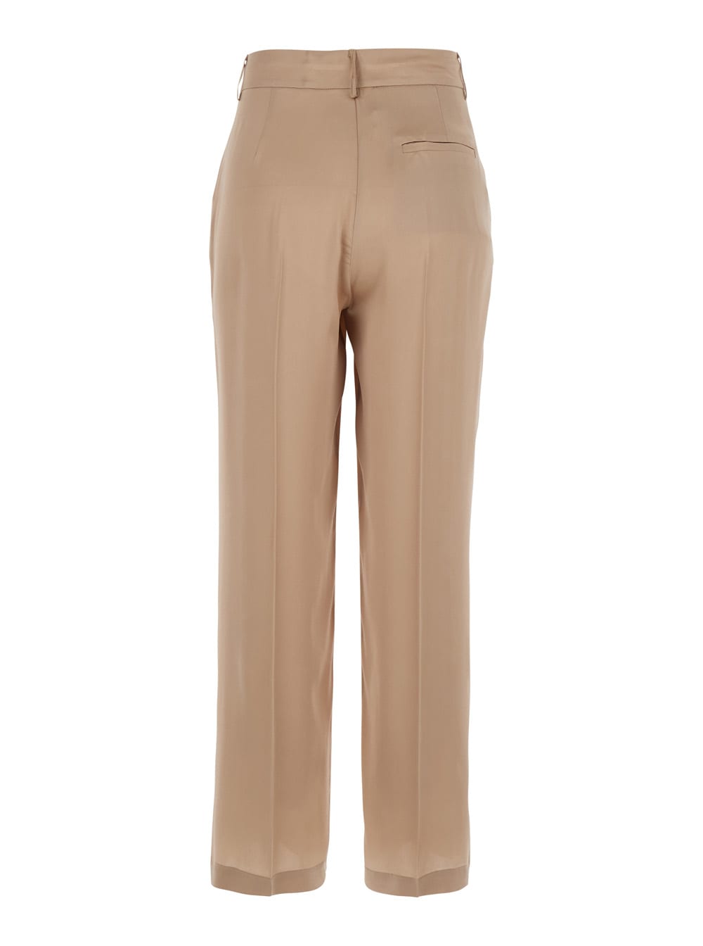 Shop Semicouture Beige Satin Finish Trousers In Acetate And Silk Blend Woman
