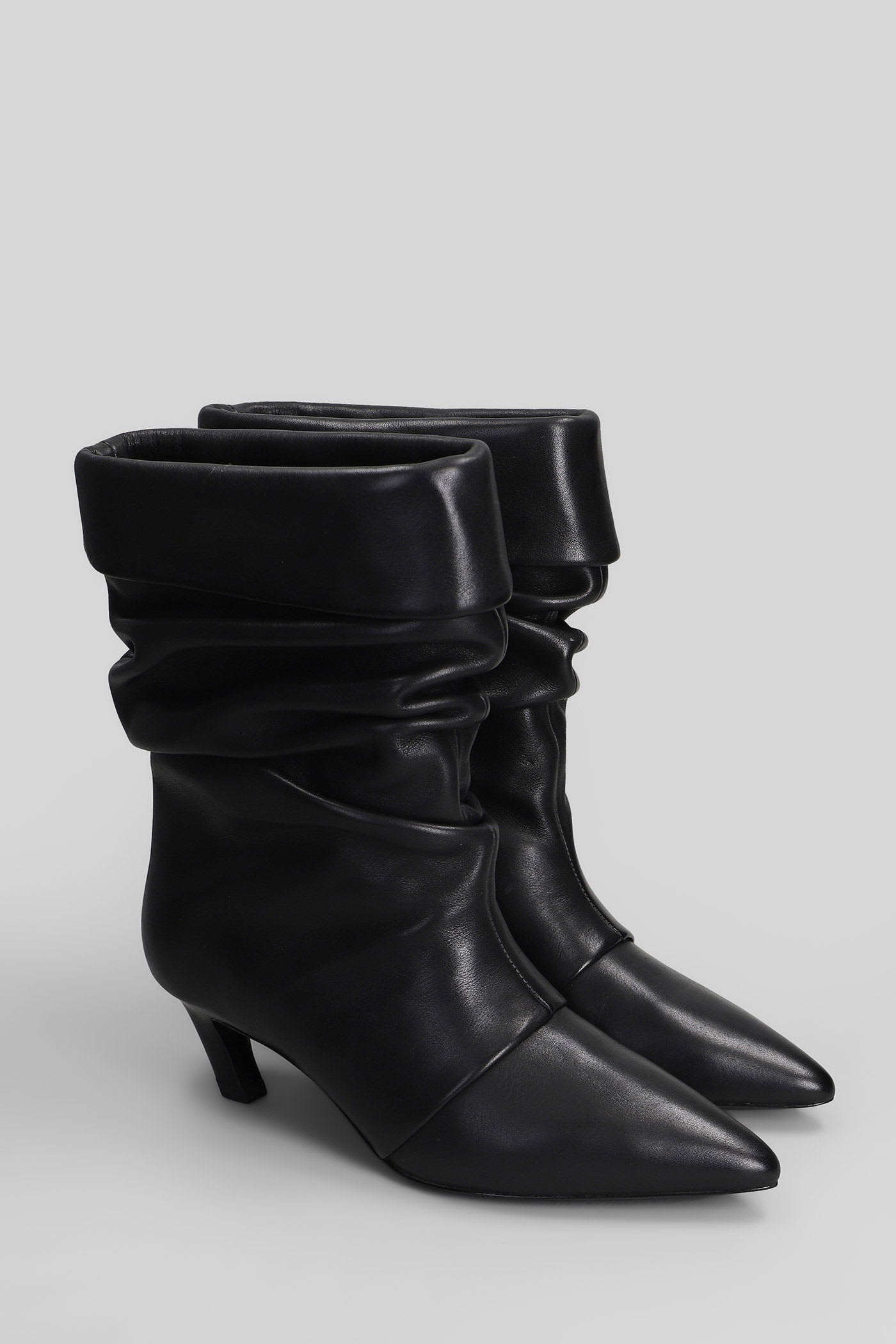 Ash Virgee High Heels Ankle Boots In Black Leather In Black