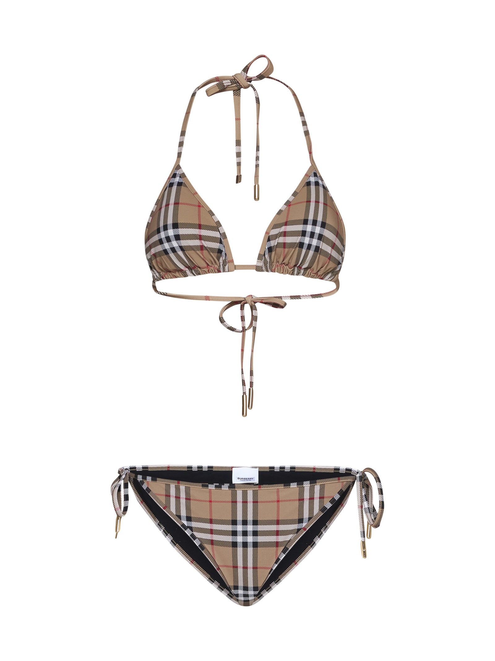 Burberry Beige Vintage Check Triangle Bikini In Archive Beige Ip Check