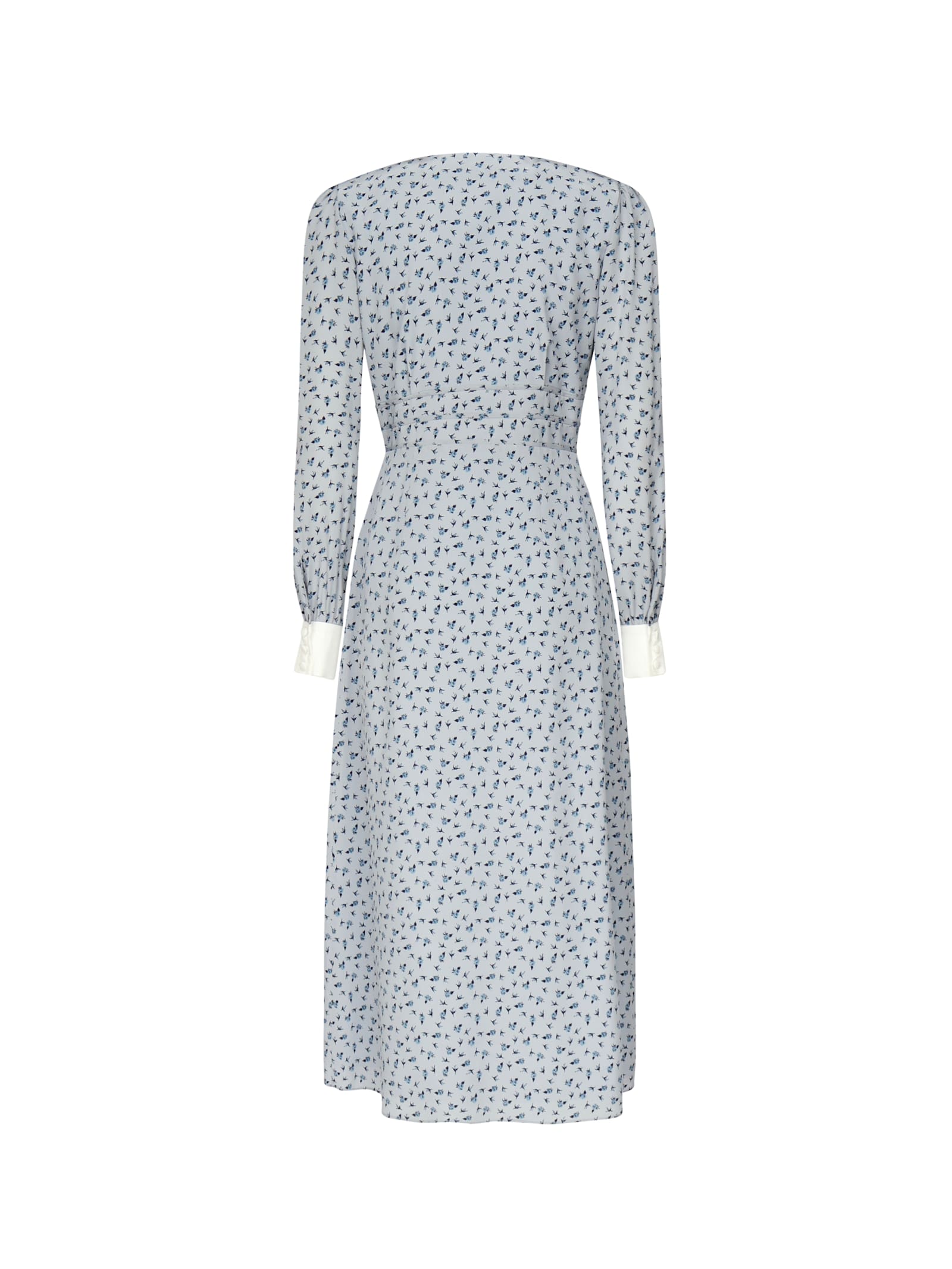 Alessandra Rich Printed Dress With Roses In Pale Blue