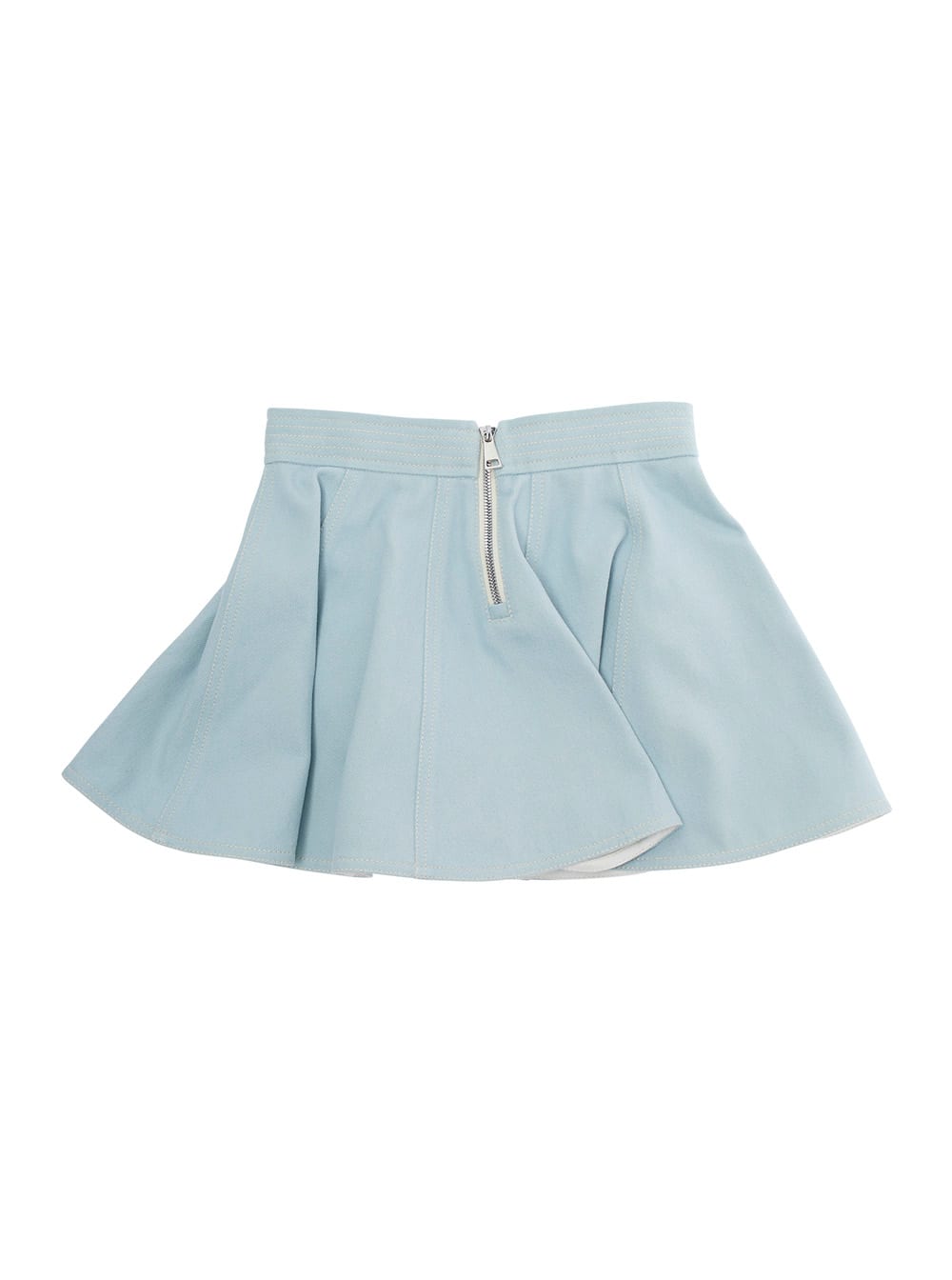 Moncler Light Blue Skirt With Logo Patch On The Front And Rear Zip Closure In Cotton Girl In Blue
