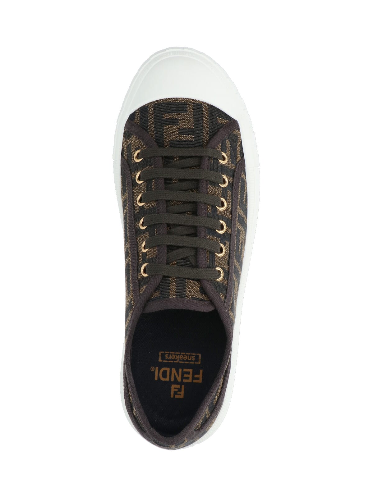 Fendi Men Brown Sneaker With All-over Ff Motif In Fabric Man In Black