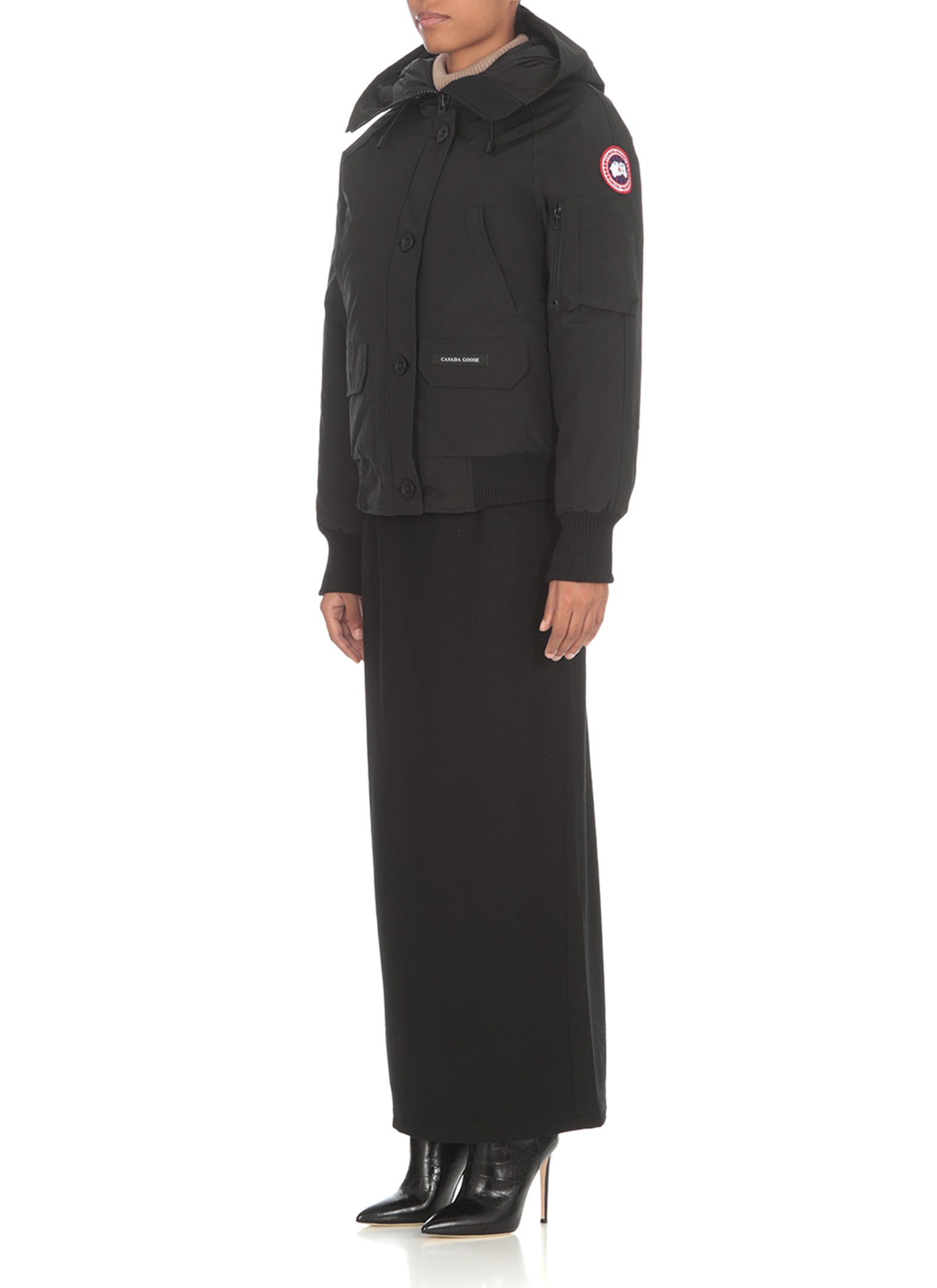 Canada Goose Chilliwack Hooded Shell Down Bomber Jacket In Black