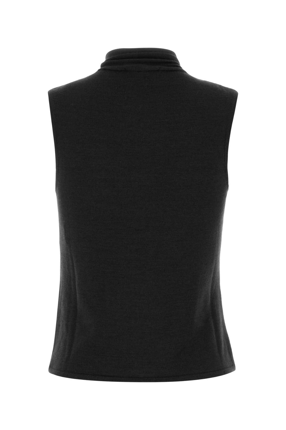 Lemaire Asymmetrical Sleeveless Cardigan In Black