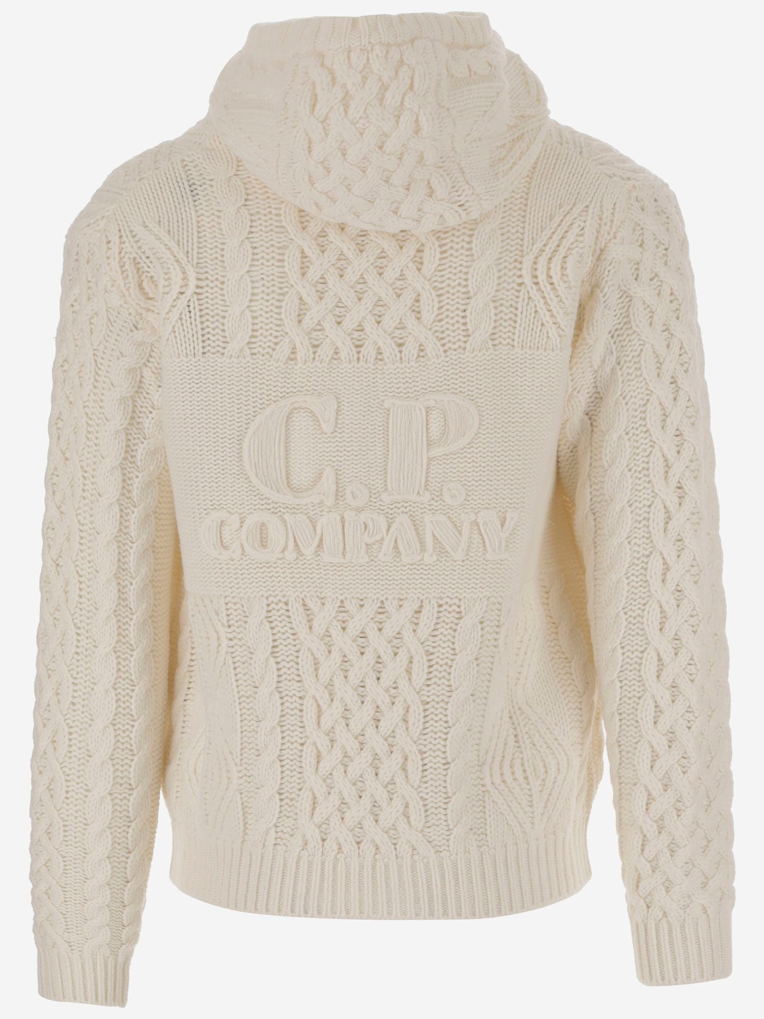 Shop C.p. Company Wool Blend Sweater With Logo In White