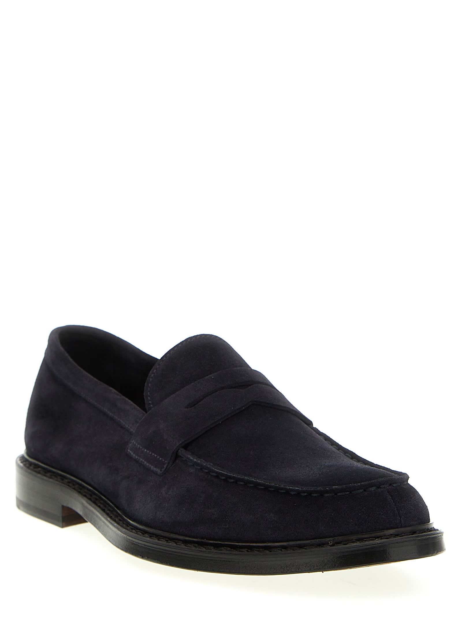 Shop Doucal's Suede Loafers In Blue