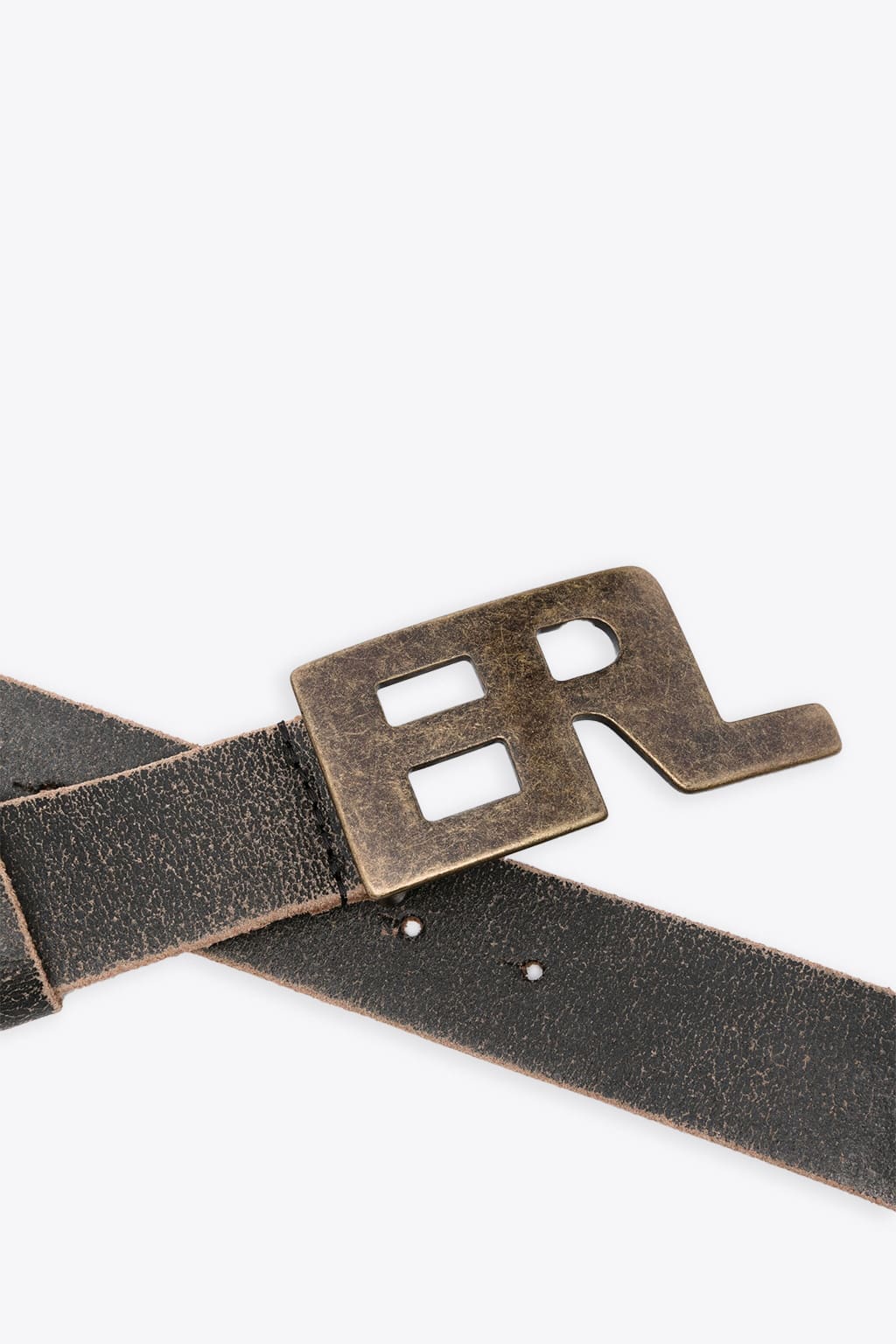 Monogram Cracked Leather Belt in Brown - ERL