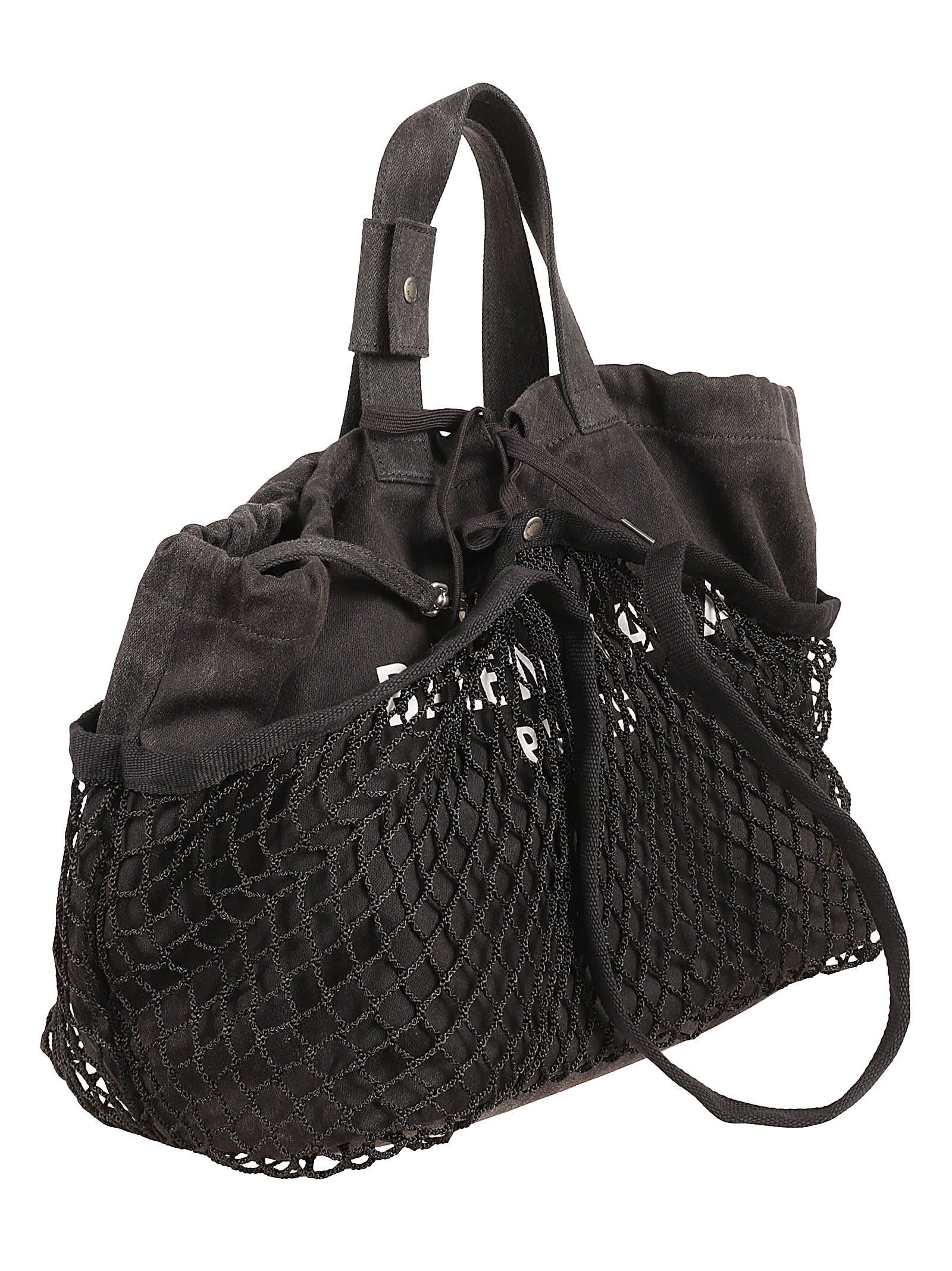 Balenciaga Logo Mesh Tote In Black/white