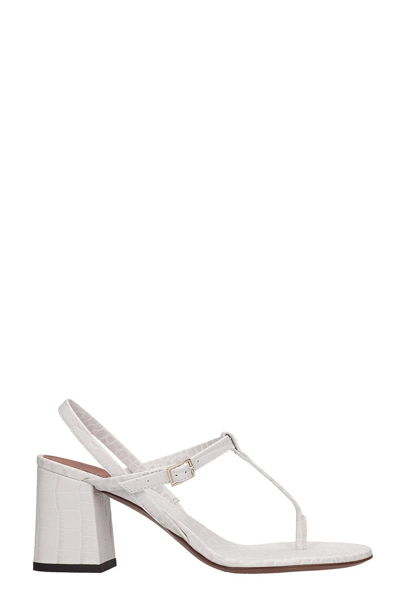 L'autre Chose 70mm Croc Embossed Leather Thong Sandal In White