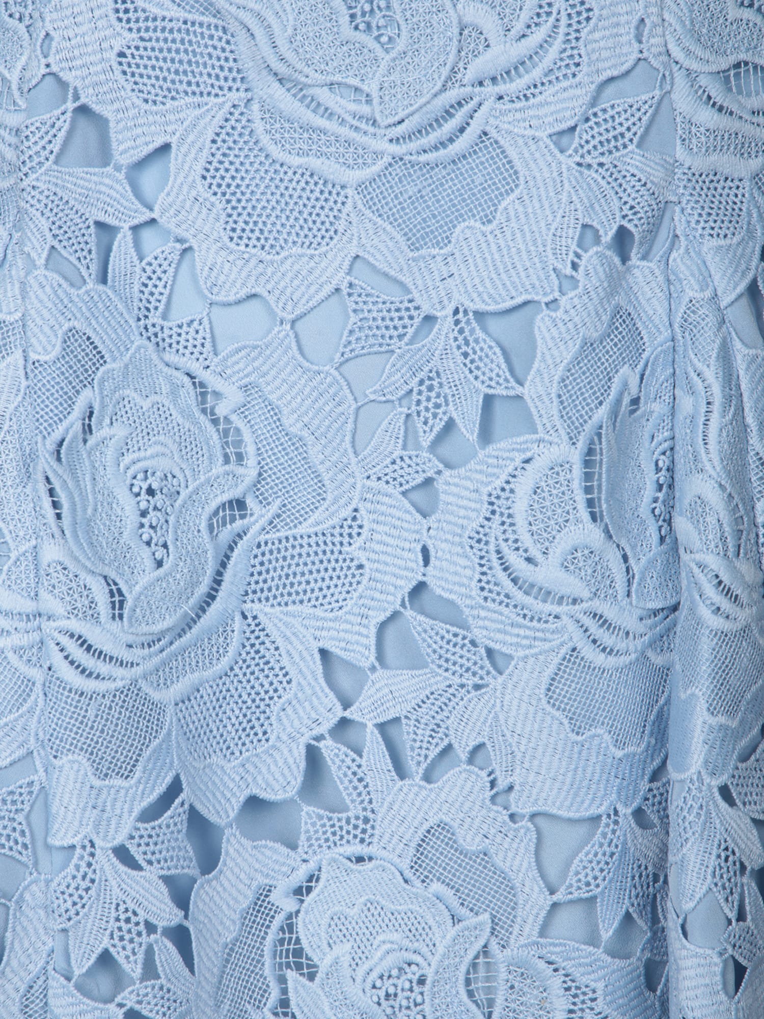 Self-portrait Bue Crewneck Mini Dress With Rhinestoned Collar And All-over Floral Lace Embroidery In Tech Fabric W In Blue