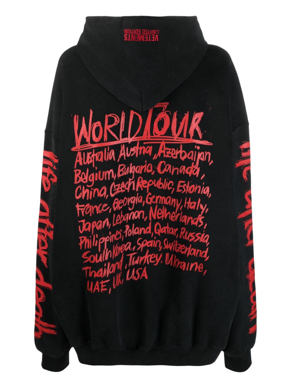 Shop Vetements Worldtour Logo Hoodie In Black