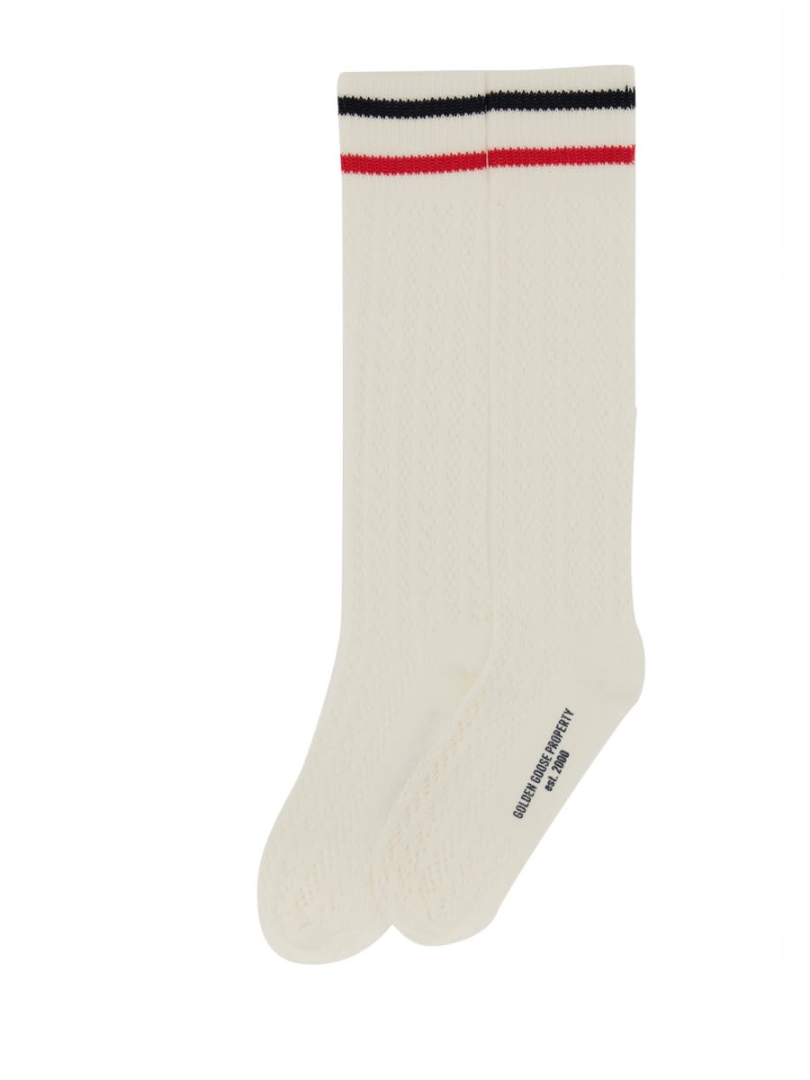 Golden Goose Socks With Logo In White