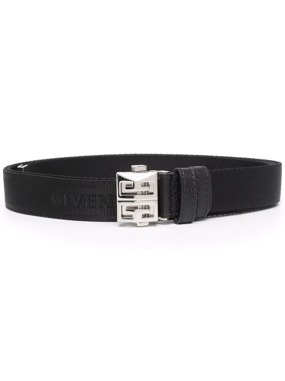 Man Black Givenchy Canvas Belt With Silver 4g Buckle