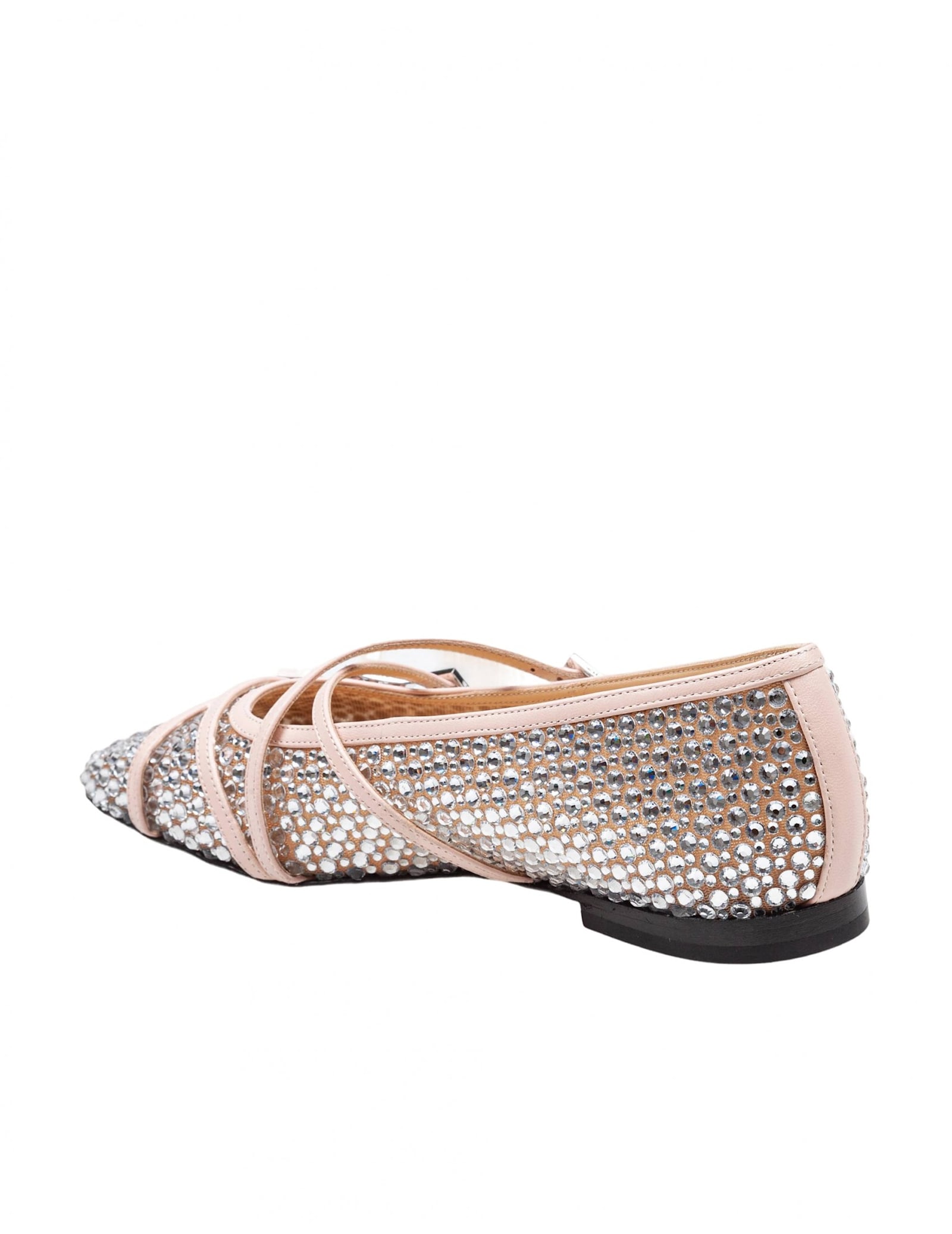 Mach & Mach Mesh Ballerina With Applied Crystals In Nude