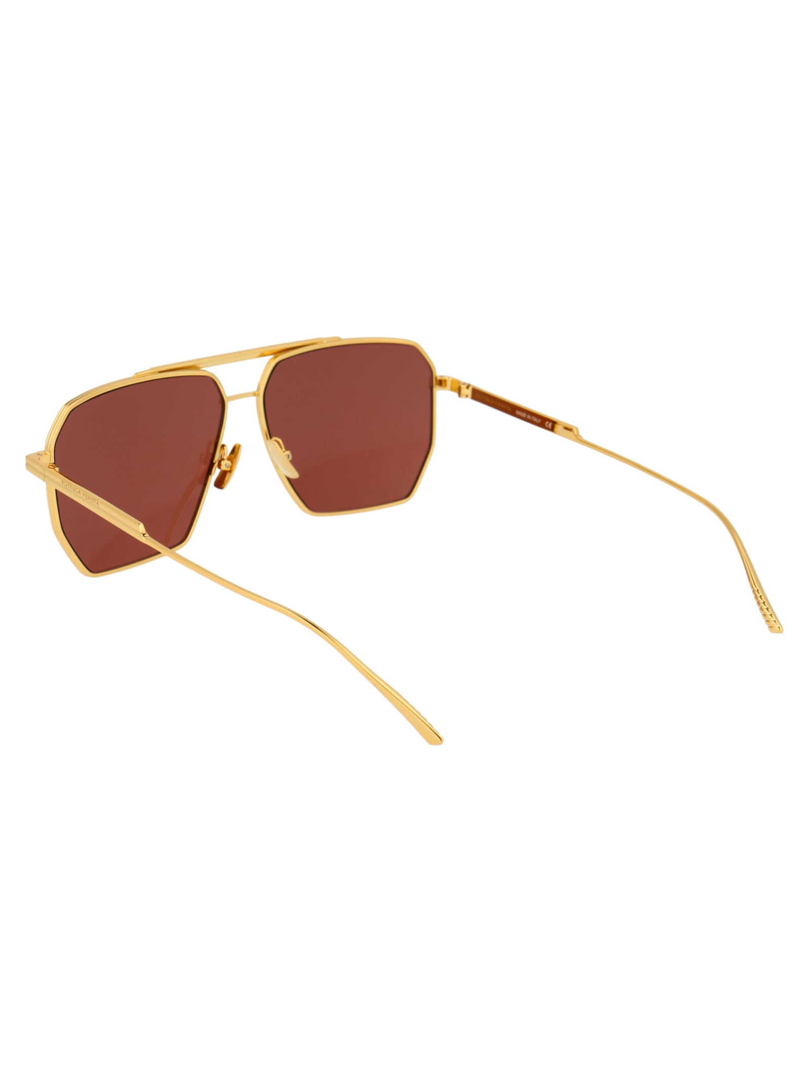Shop Bottega Veneta Bv1012s Sunglasses In 005 Gold Gold Brown