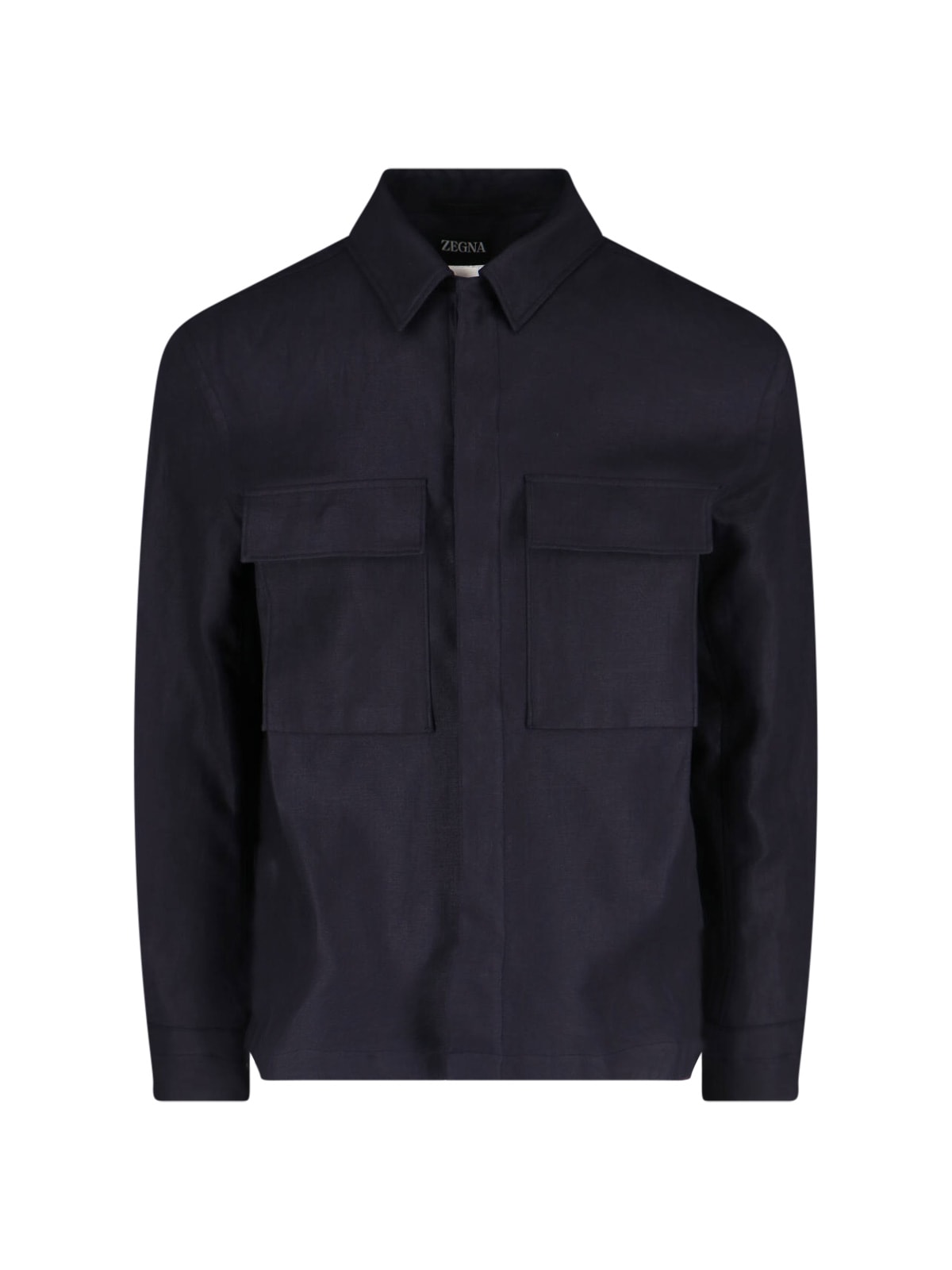 Shop Zegna Linen Shirt In Blue