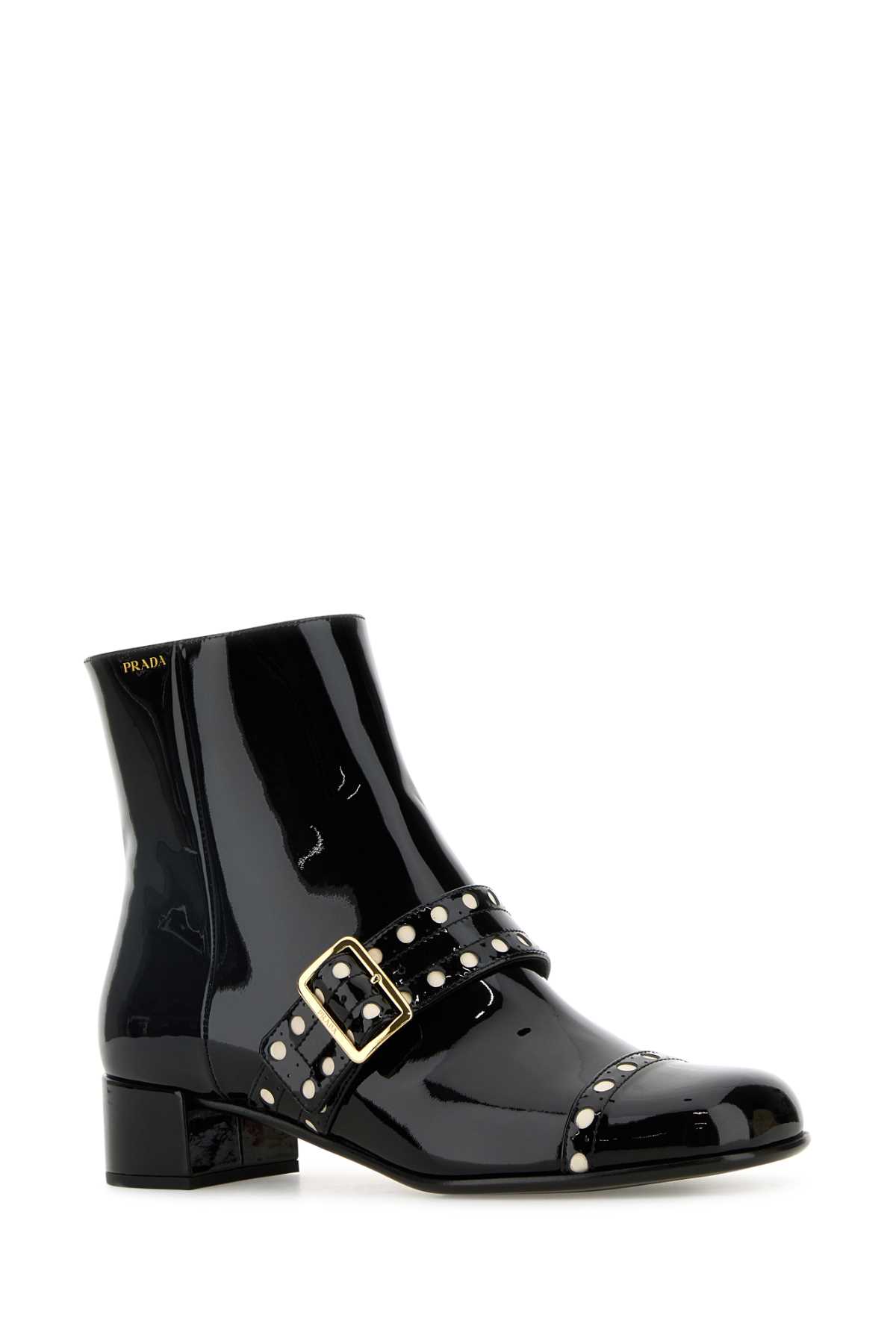 PRADA BLACK LEATHER ANKLE BOOTS