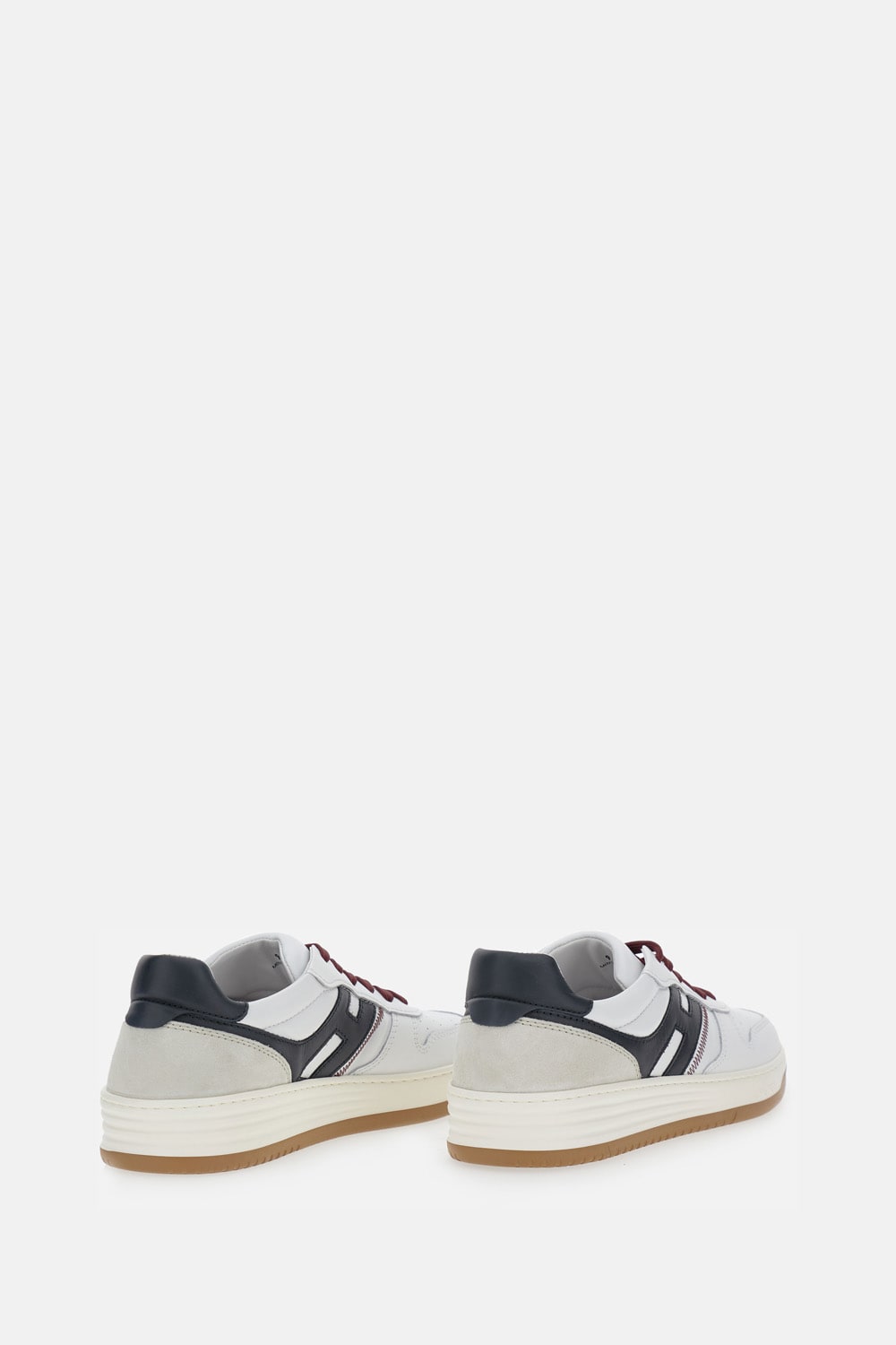 Hogan Leather Sneakers With Contrast Sole And Stitching In White