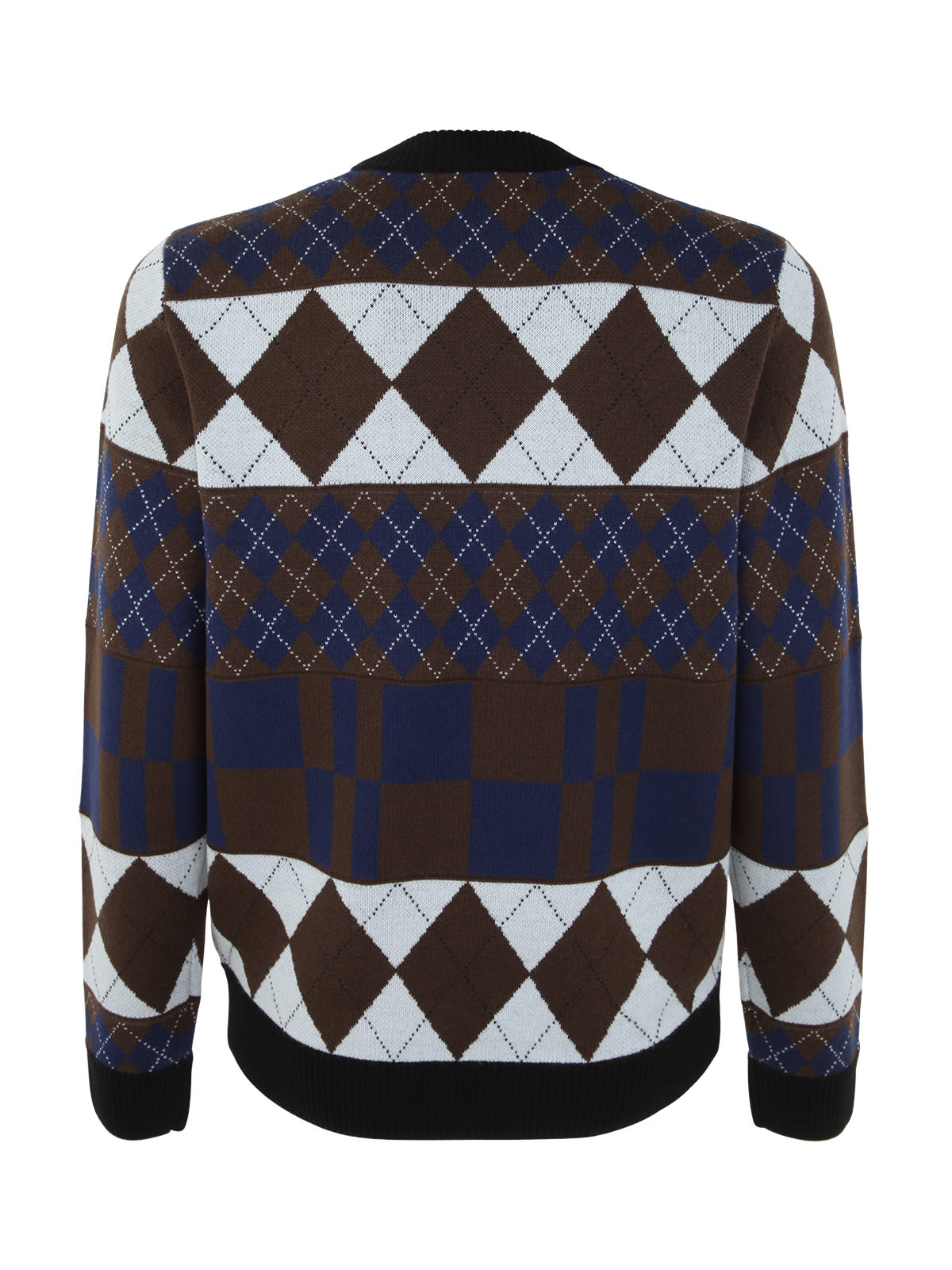 Shop Fred Perry Fp Striped Panelled Argyle Jumper In Burnt Tobacco