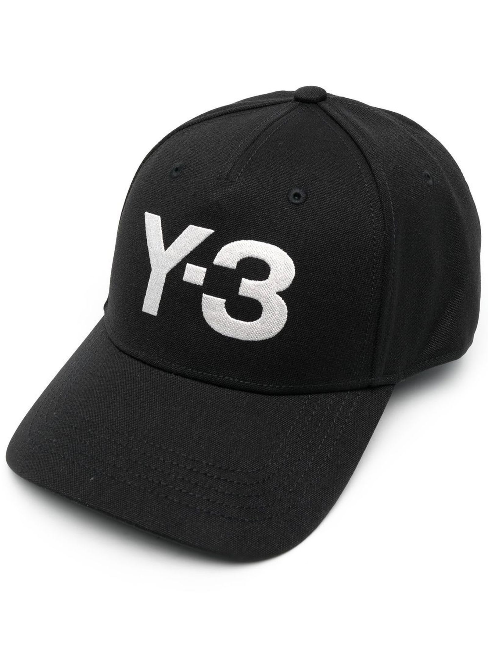 Y-3 JET BLACK COTTON BASEBALL CAP