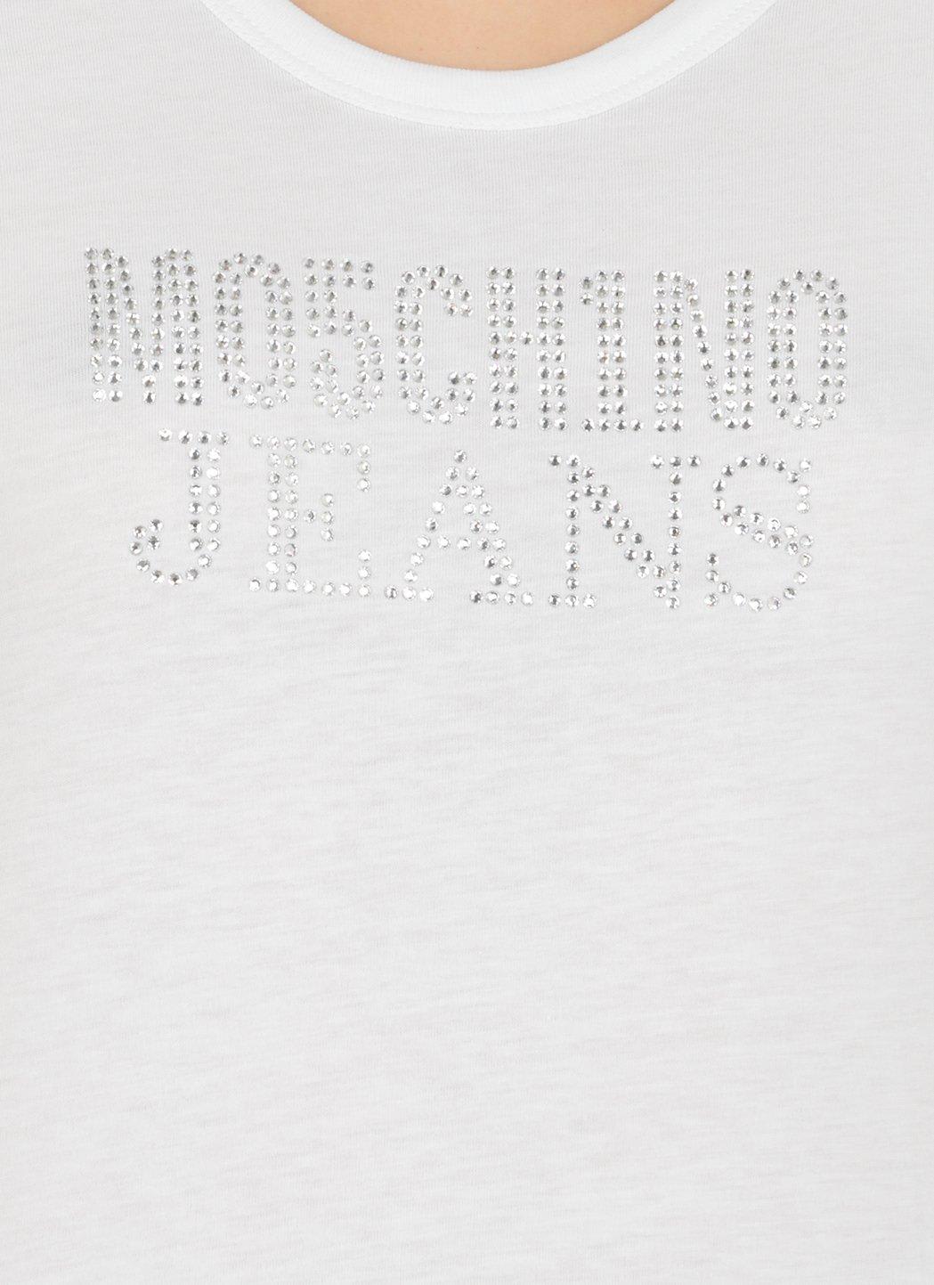 Shop Moschino Jeans Logo-embellished Crewneck T-shirt In Black