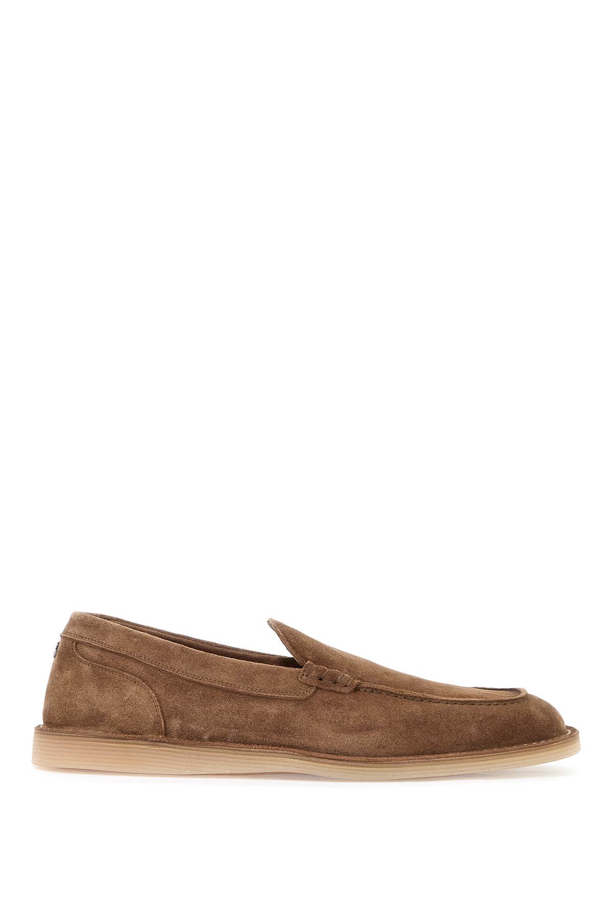 Shop Dolce & Gabbana Suede Leather Moccas In Beige