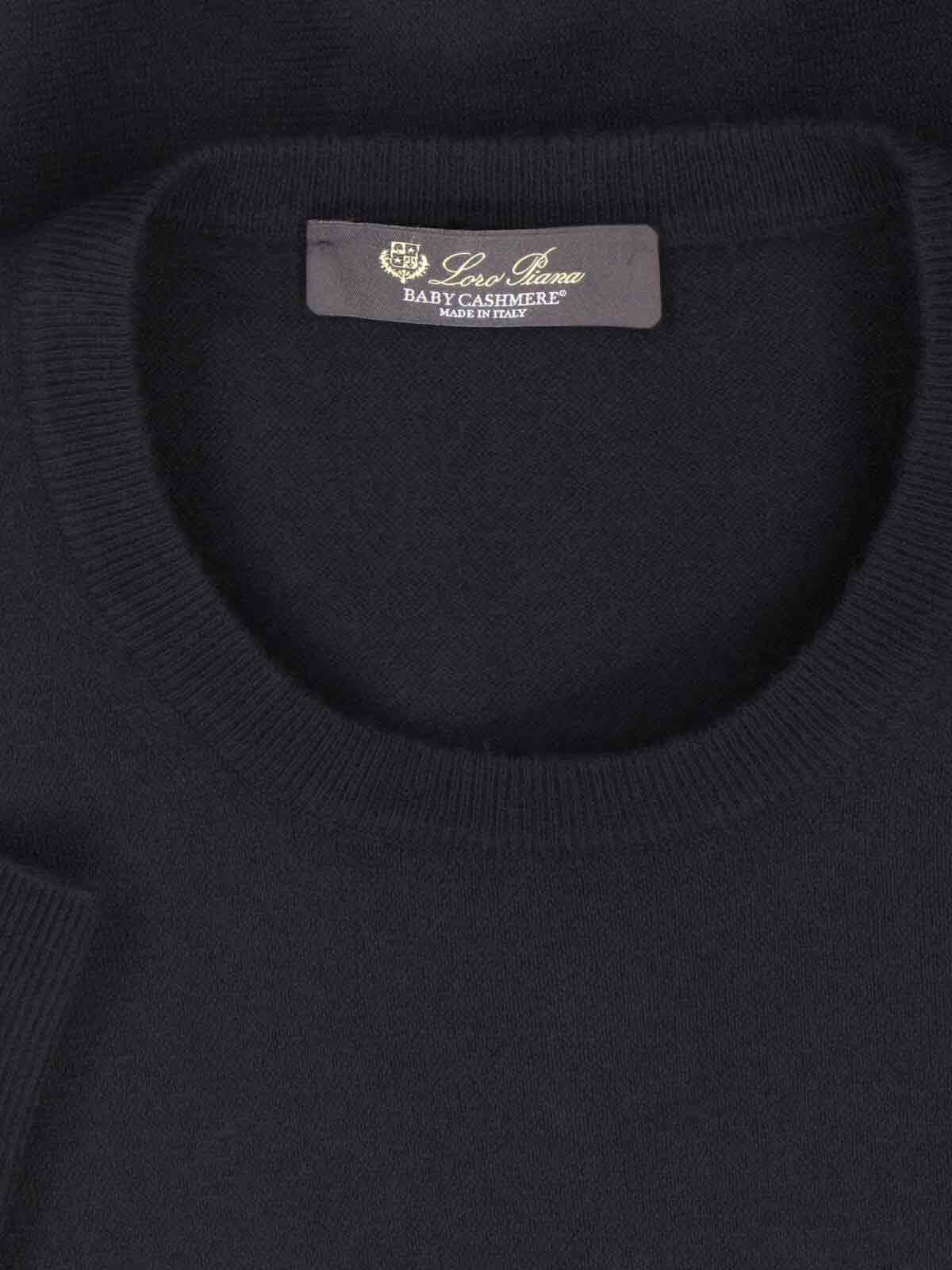 Loro Piana Ribbed Crewneck Sweater With Long Sleeves In Black