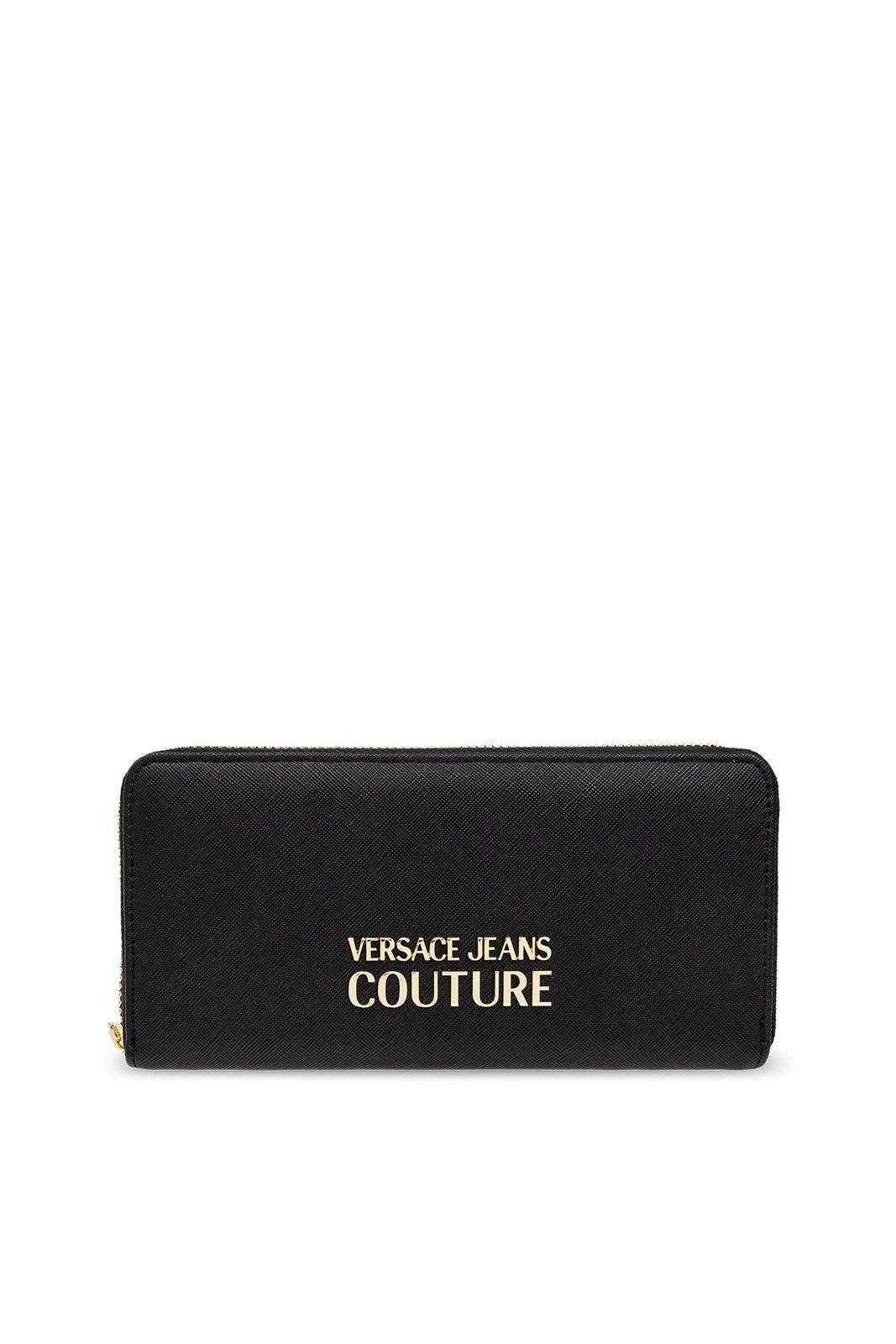 Versace Jeans Couture Logo Plaque Long Wallet In Black