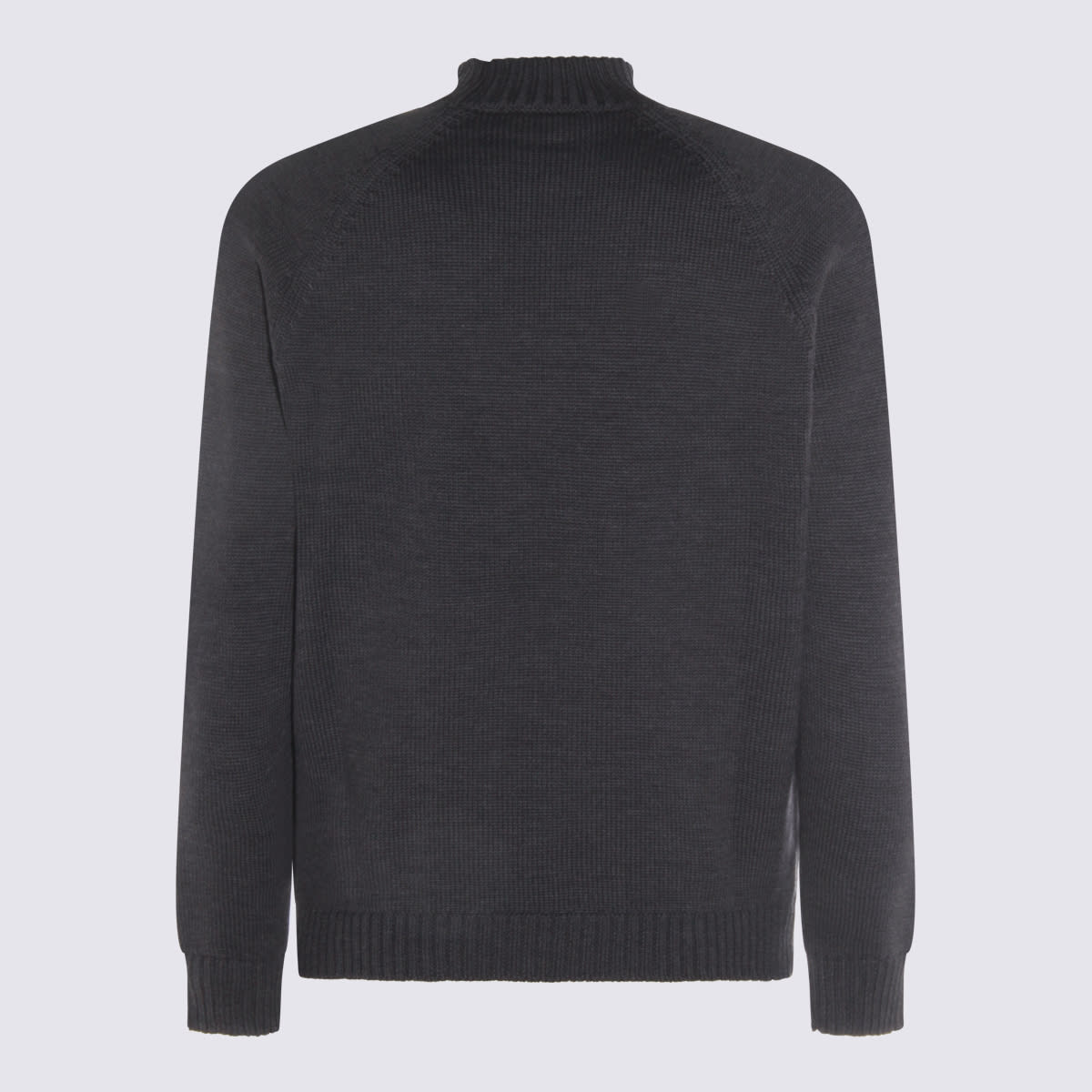 Zanone High Neck Raglan Sweater With Ribbed Cuffs And Hem In Black
