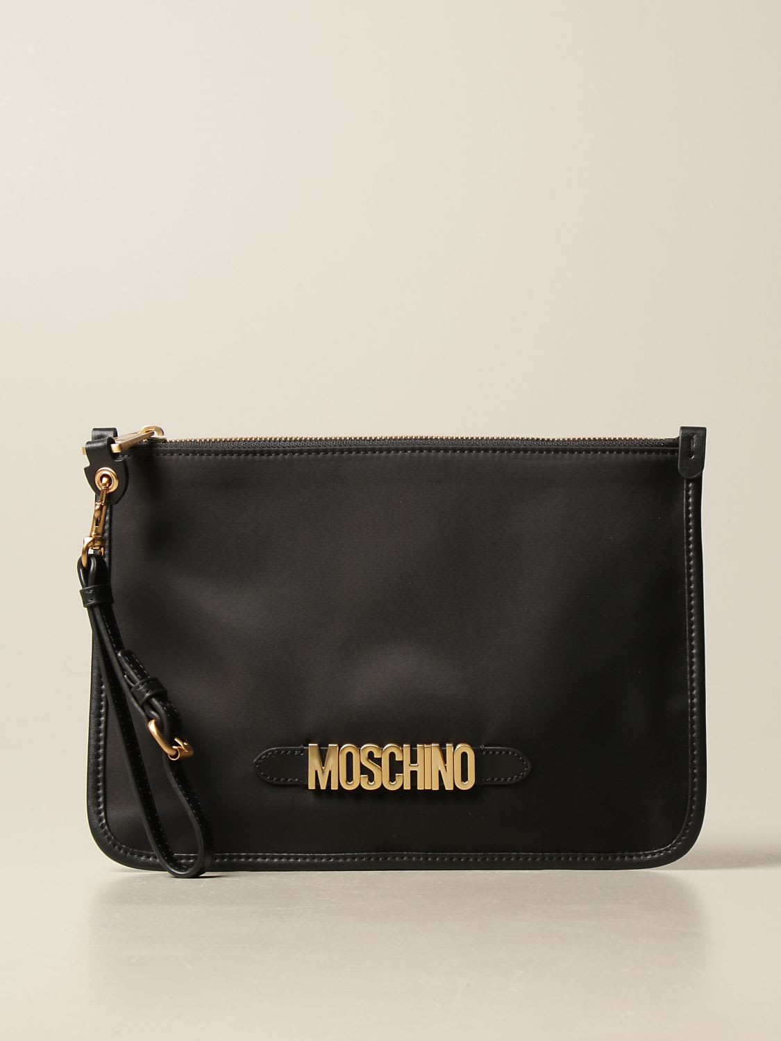 Moschino Couture Clutch Nylon Bag With Lettering