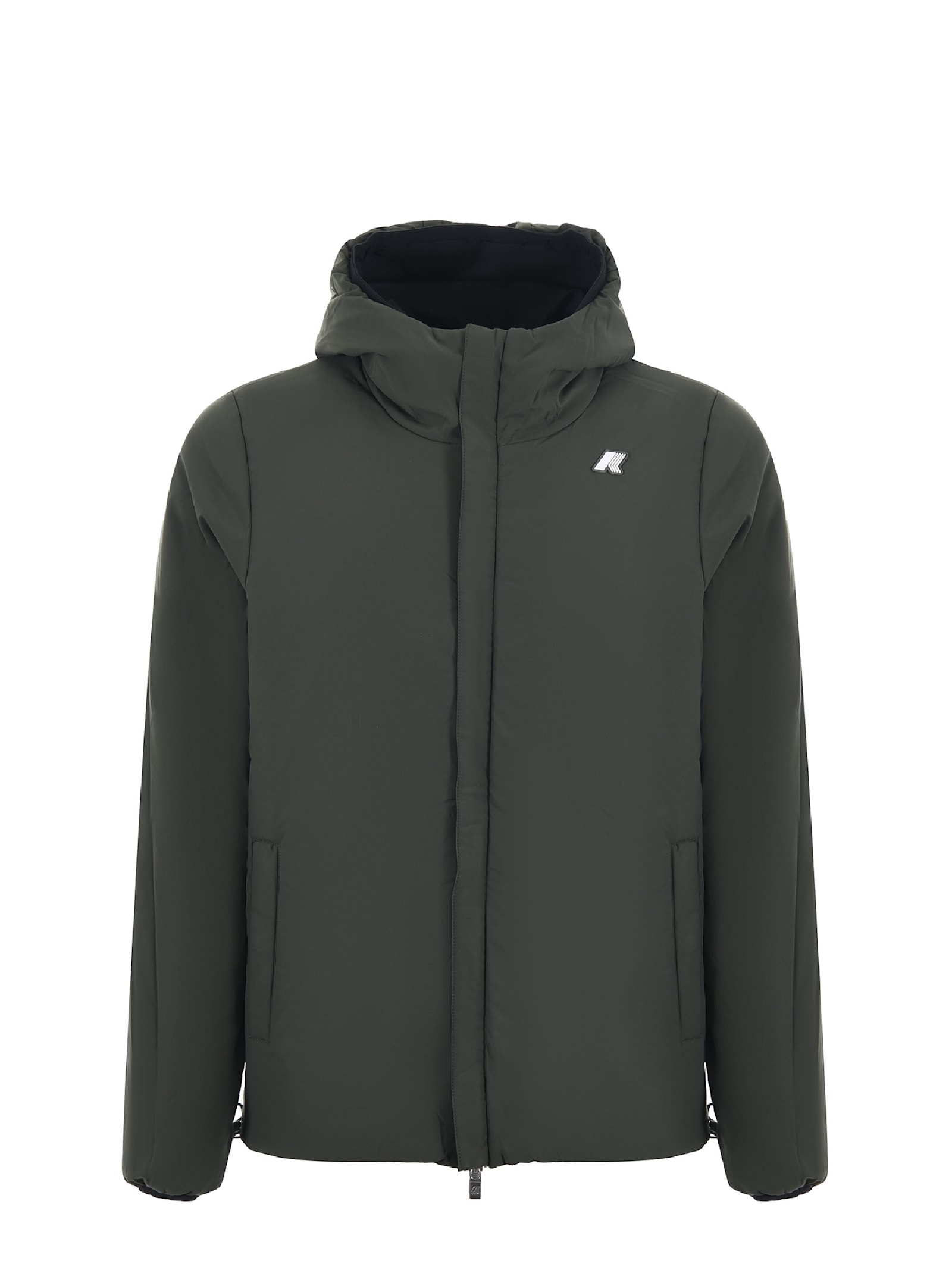 Shop K-way Reversible Jacket In Nero/verde Militare