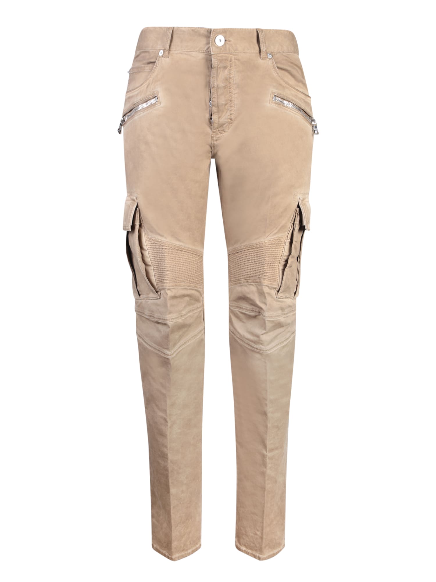 Balmain Brown Tapered Cargo Trousers In Neutral