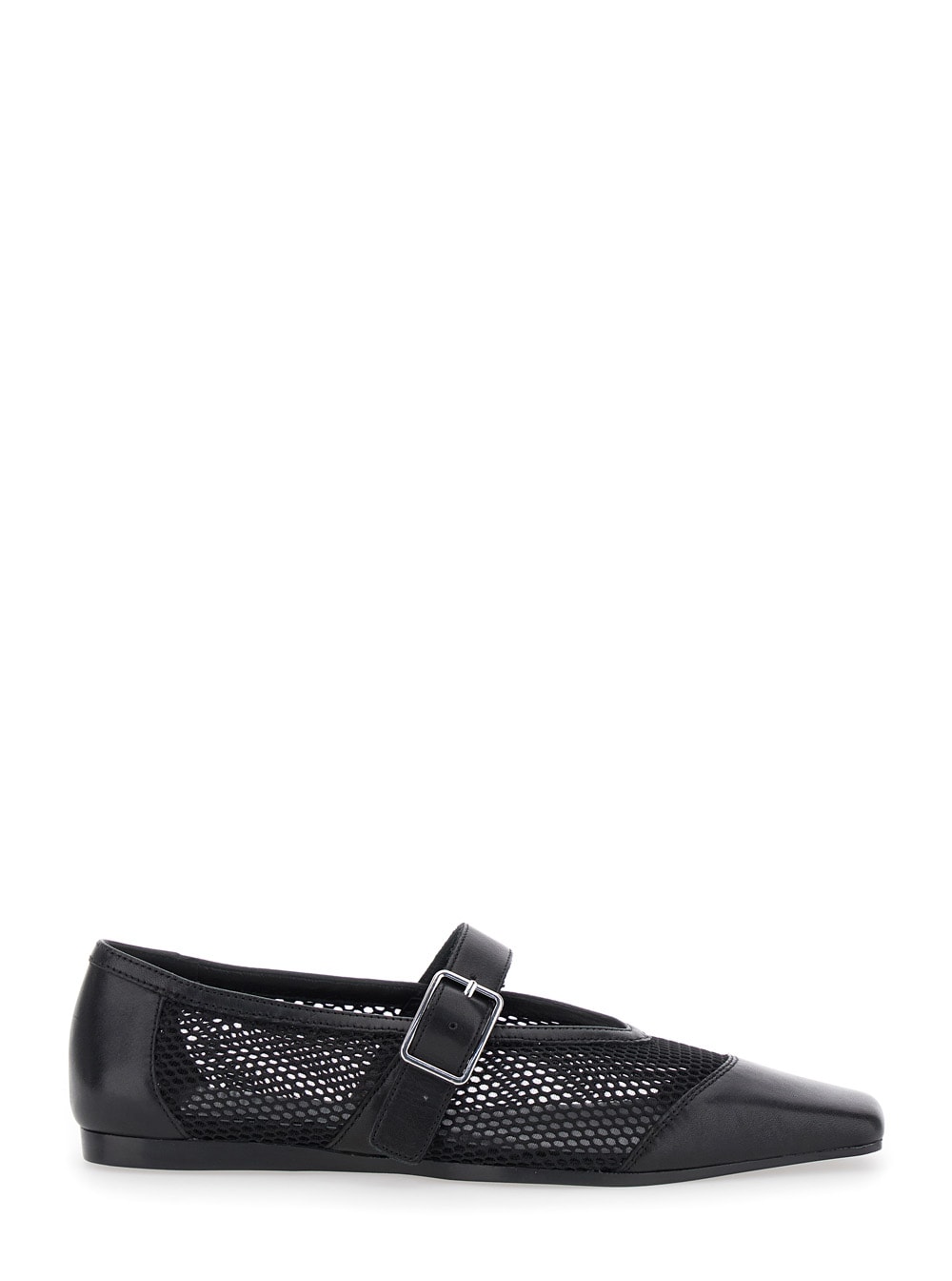 wioletta Black Ballerinas With Adjustable Strap And Perforated Design In Leather Woman