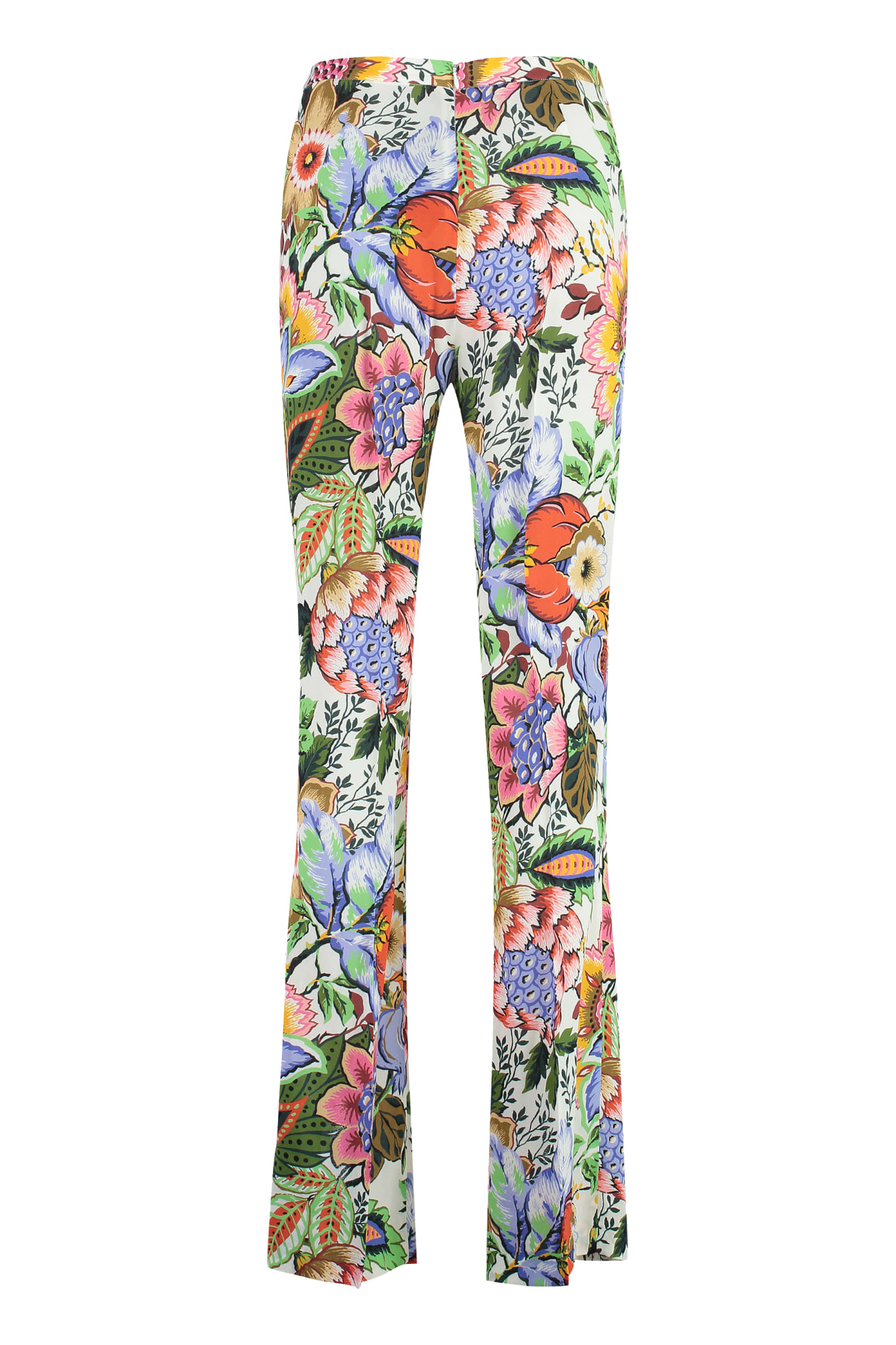 Shop Etro Printed Wide-leg Trousers In White