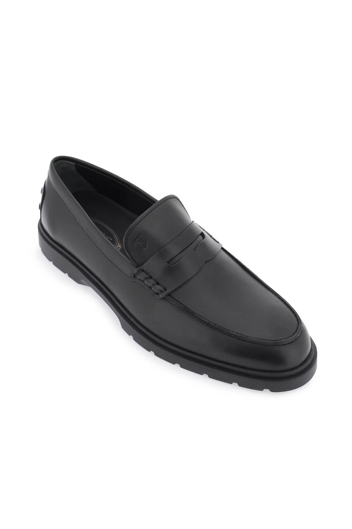 Shop Tod's Leather Loafers In Black