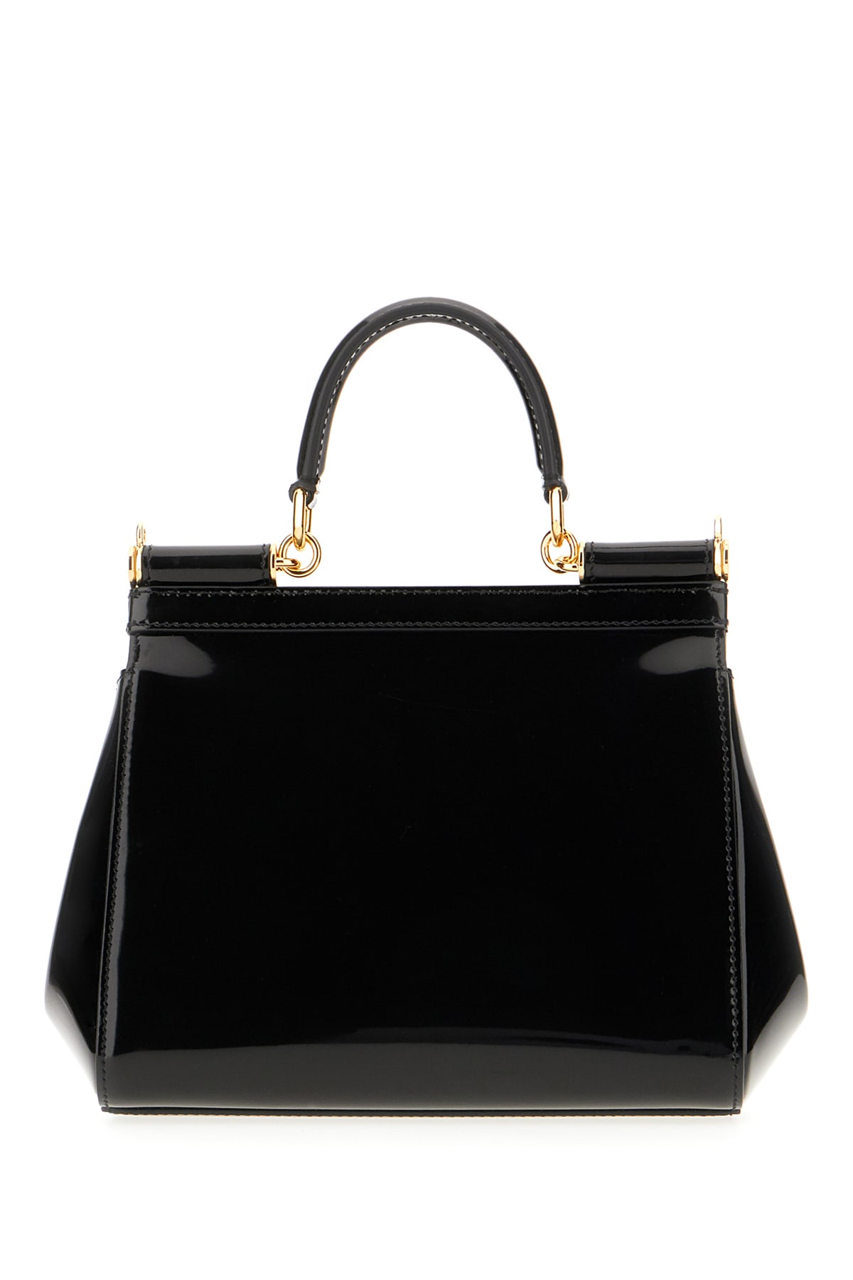 DOLCE & GABBANA BLACK LEATHER SMALL SICILY HANDBAG 