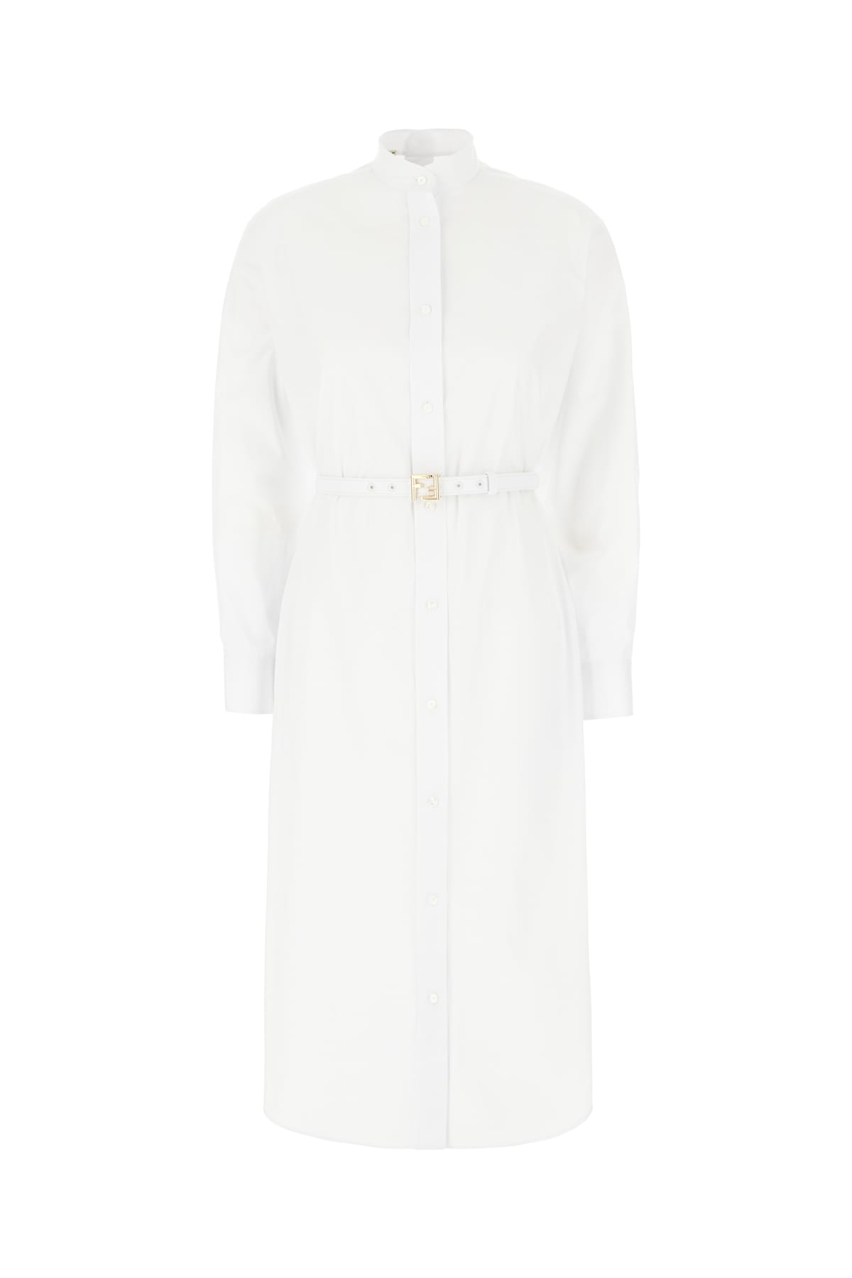 Fendi White Poplin Shirt Dress In Barley