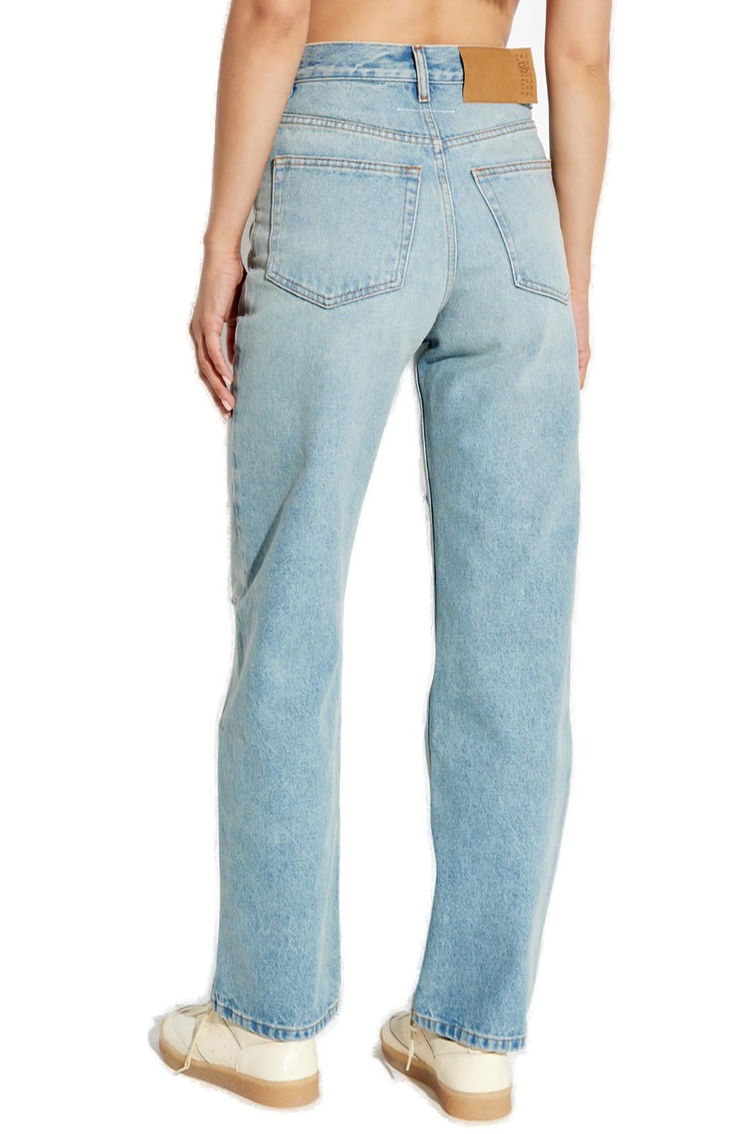 Shop Mm6 Maison Margiela Distressed Denim Jeans In Blue