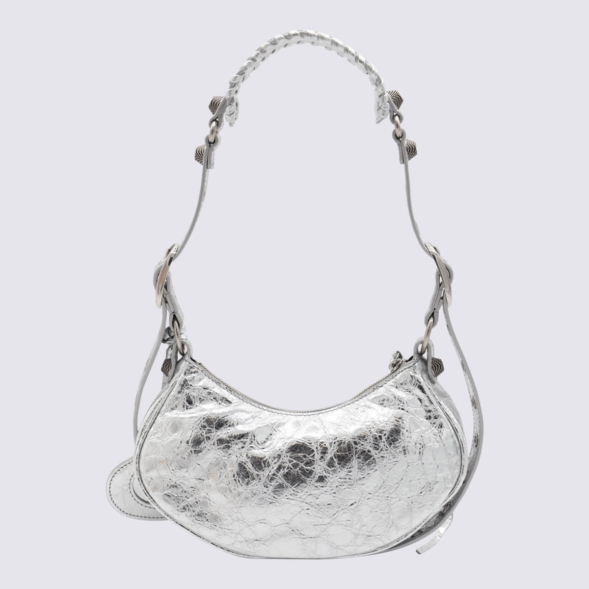 Shop Balenciaga Silver Leather Le Cagole Xs Shoulder Bag