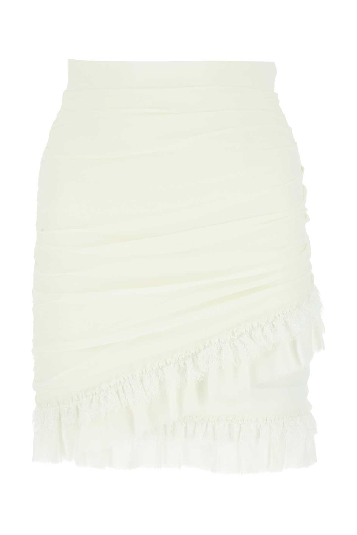 White Crepe Mini Skirt
