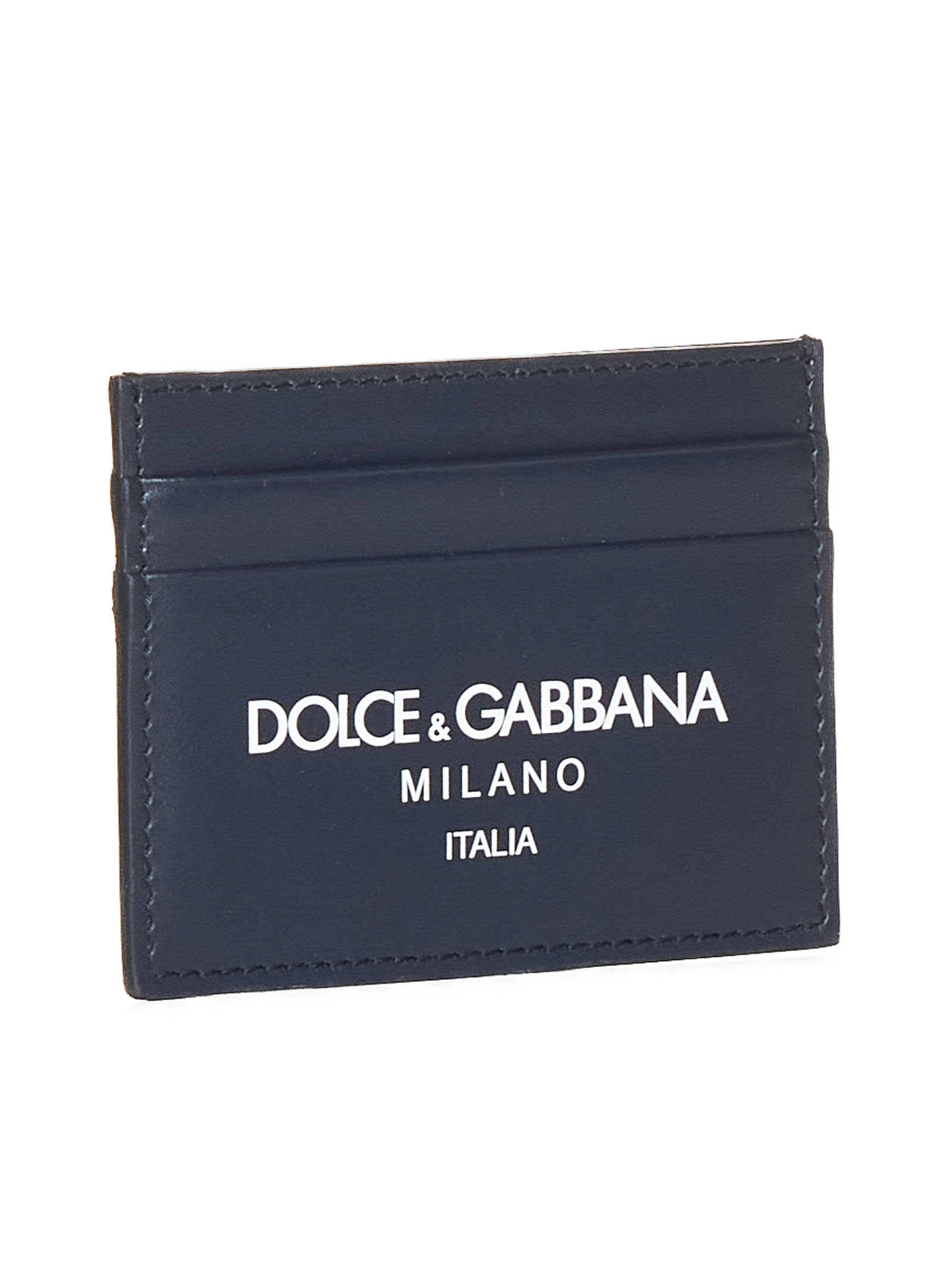 Dolce & Gabbana Calfskin Card Case In Blue