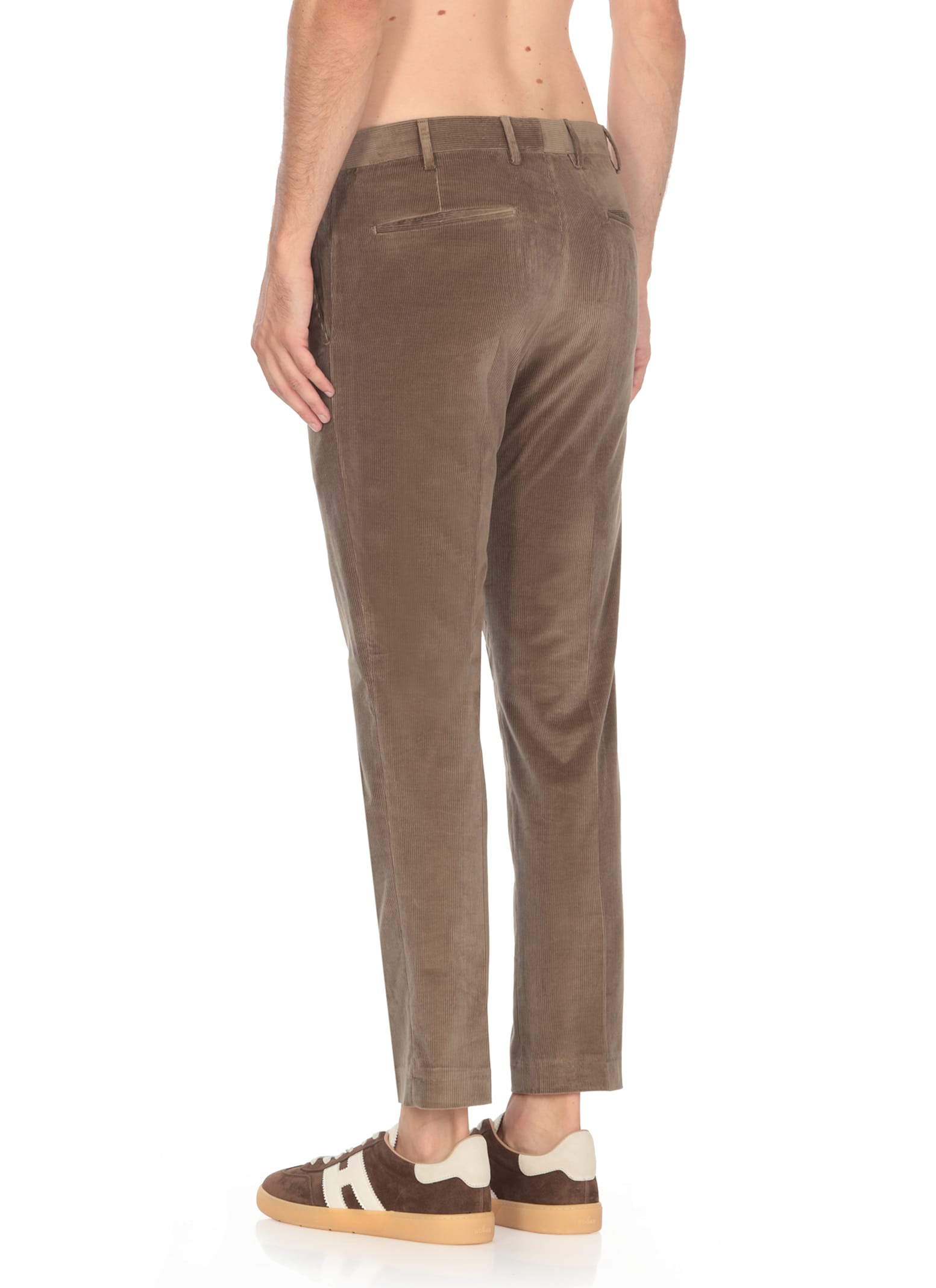 Shop Pt Torino Corduroy Trousers In Green