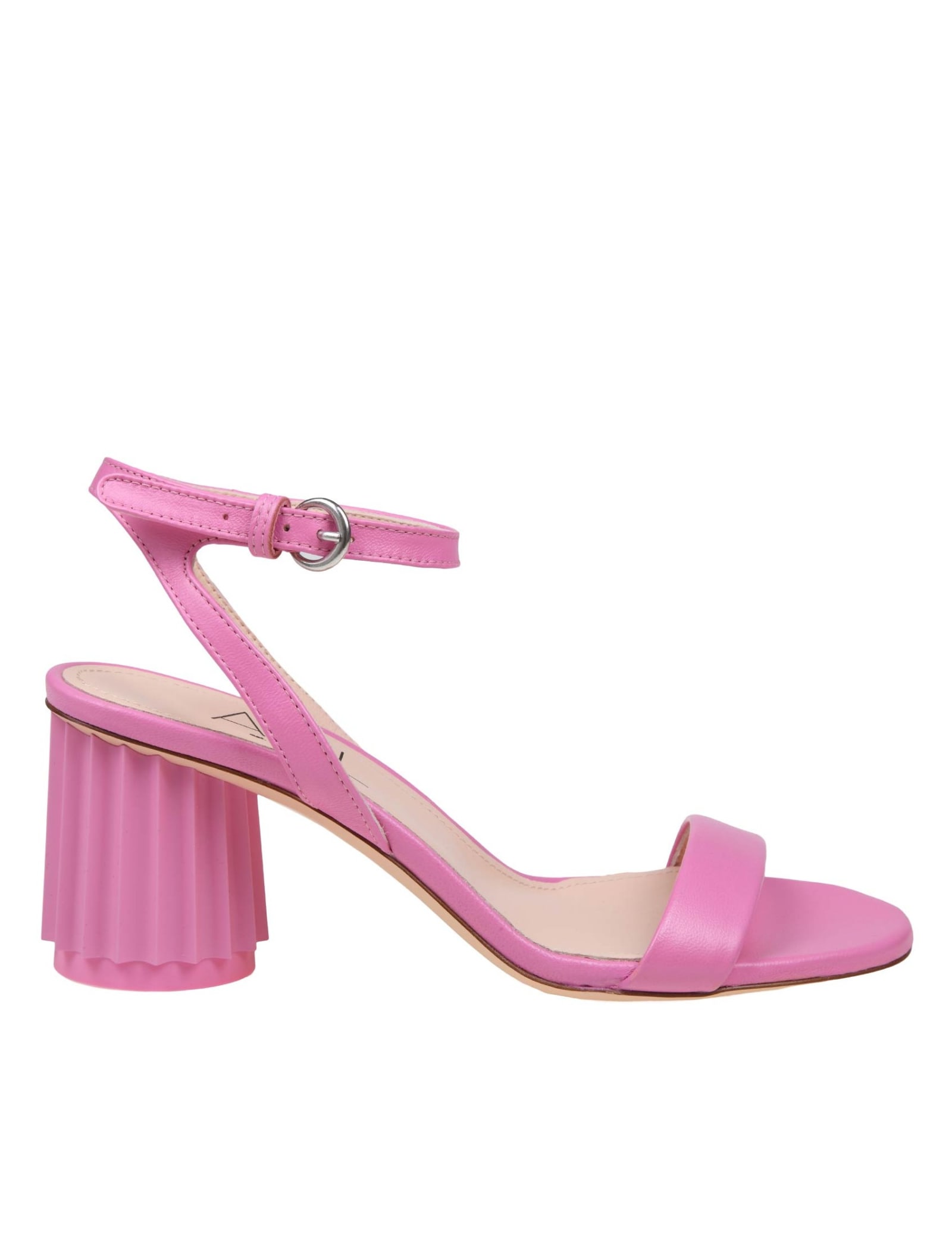 Pink Leather Sandal With Column Heel