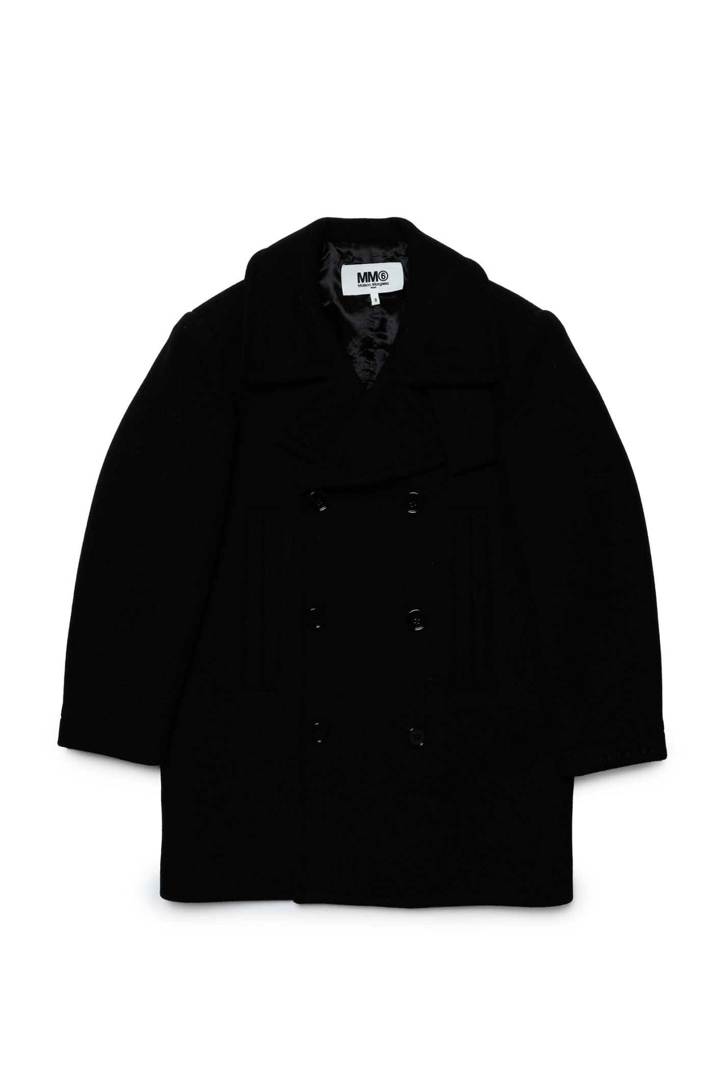Shop Mm6 Maison Margiela Mm6j55u Jacket Maison Margiela Double-breasted Wool-blend Cloth Coat In Black