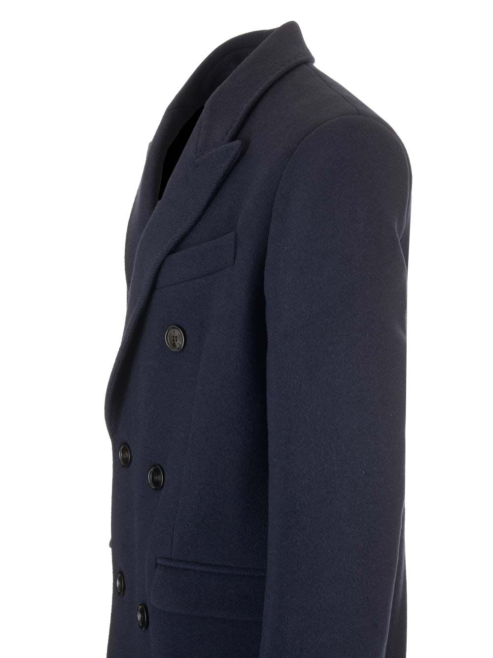 Shop Ami Alexandre Mattiussi Coffee Colored Double Breasted Coat In Blue