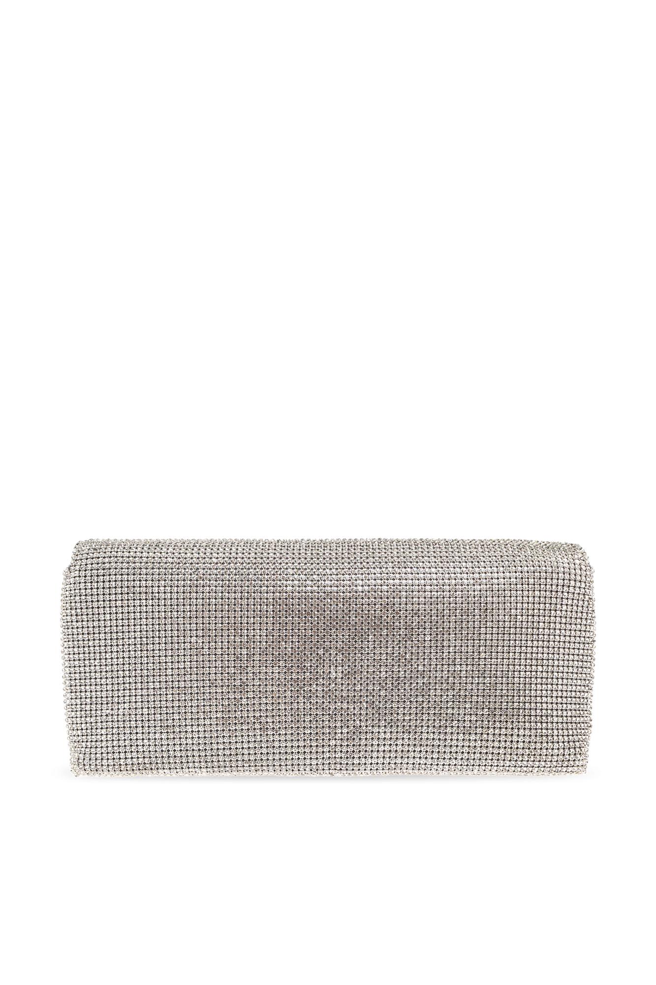 Versace Clutch With Shimmering Crystals In Silver