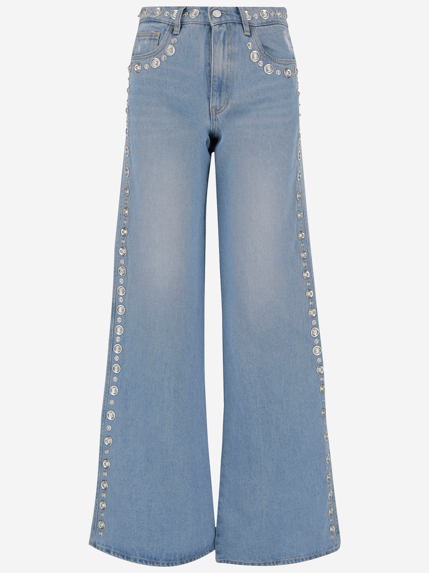 Cotton Denim Jeans With Studs